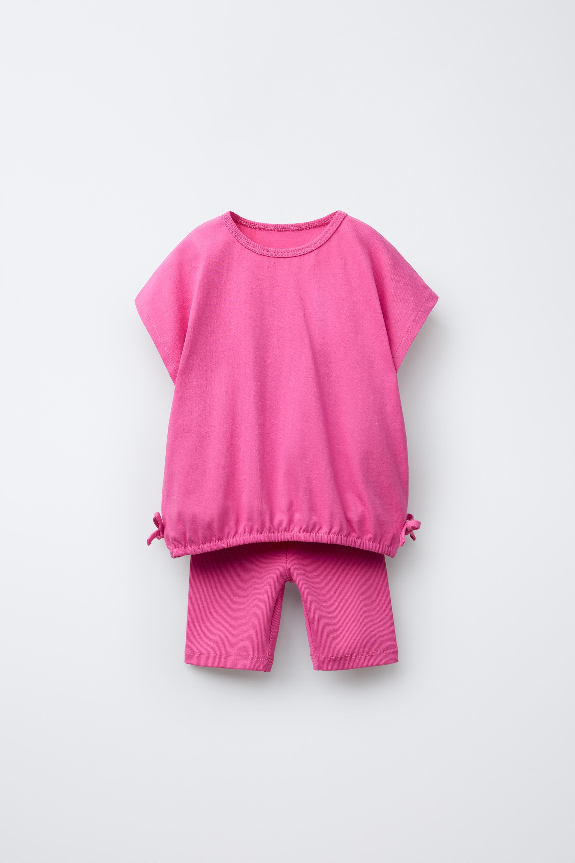 BOW T-SHIRT AND RIBBED BIKER LEGGINGS JOGGING SET by ZARA
