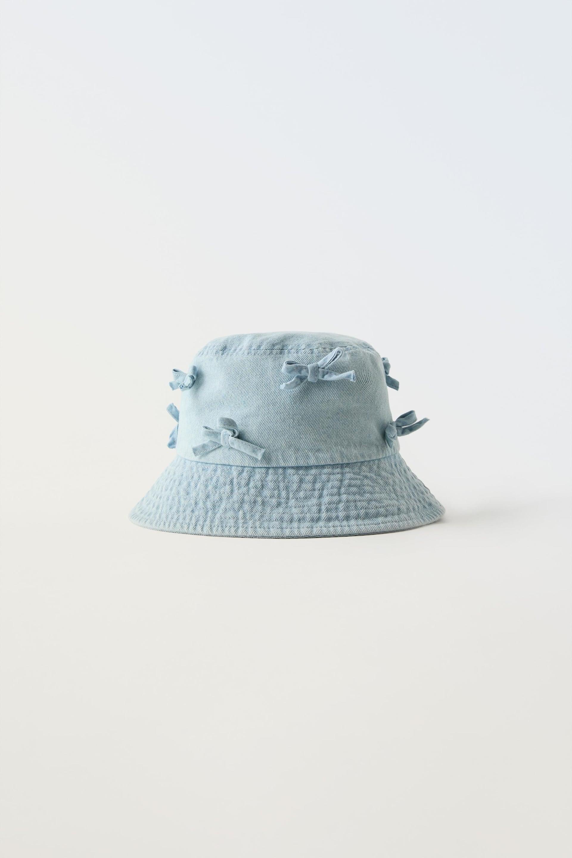 BOW TRIM DENIM BUCKET HAT by ZARA