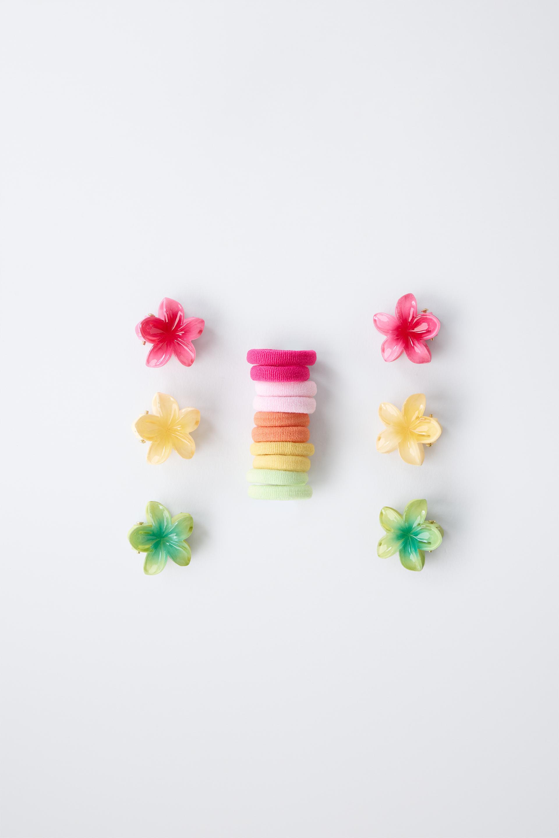 BOX WITH RUBBER BANDS AND FLOWER TWEEZERS by ZARA