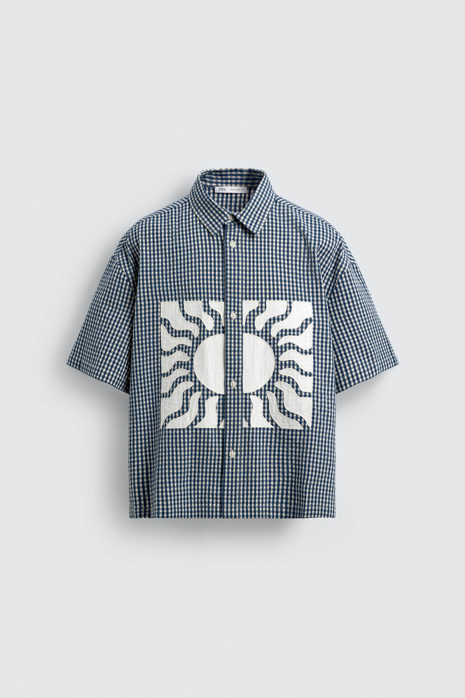 BOXY FIT PLAID SHIRT WITH CONTRAST PATCHES by ZARA