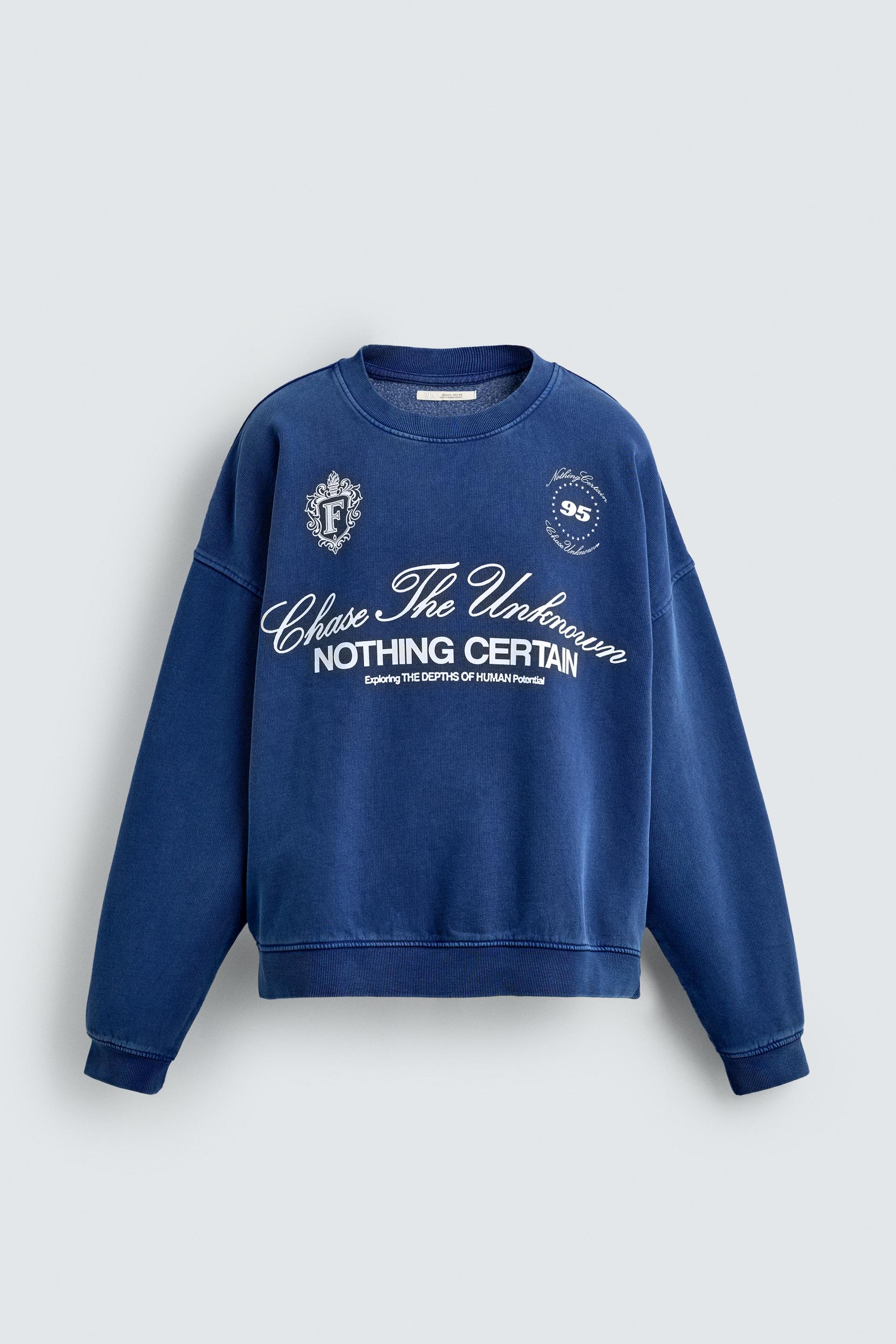 BOXY FIT PRINTED TEXT SWEAT-SHIRT by ZARA