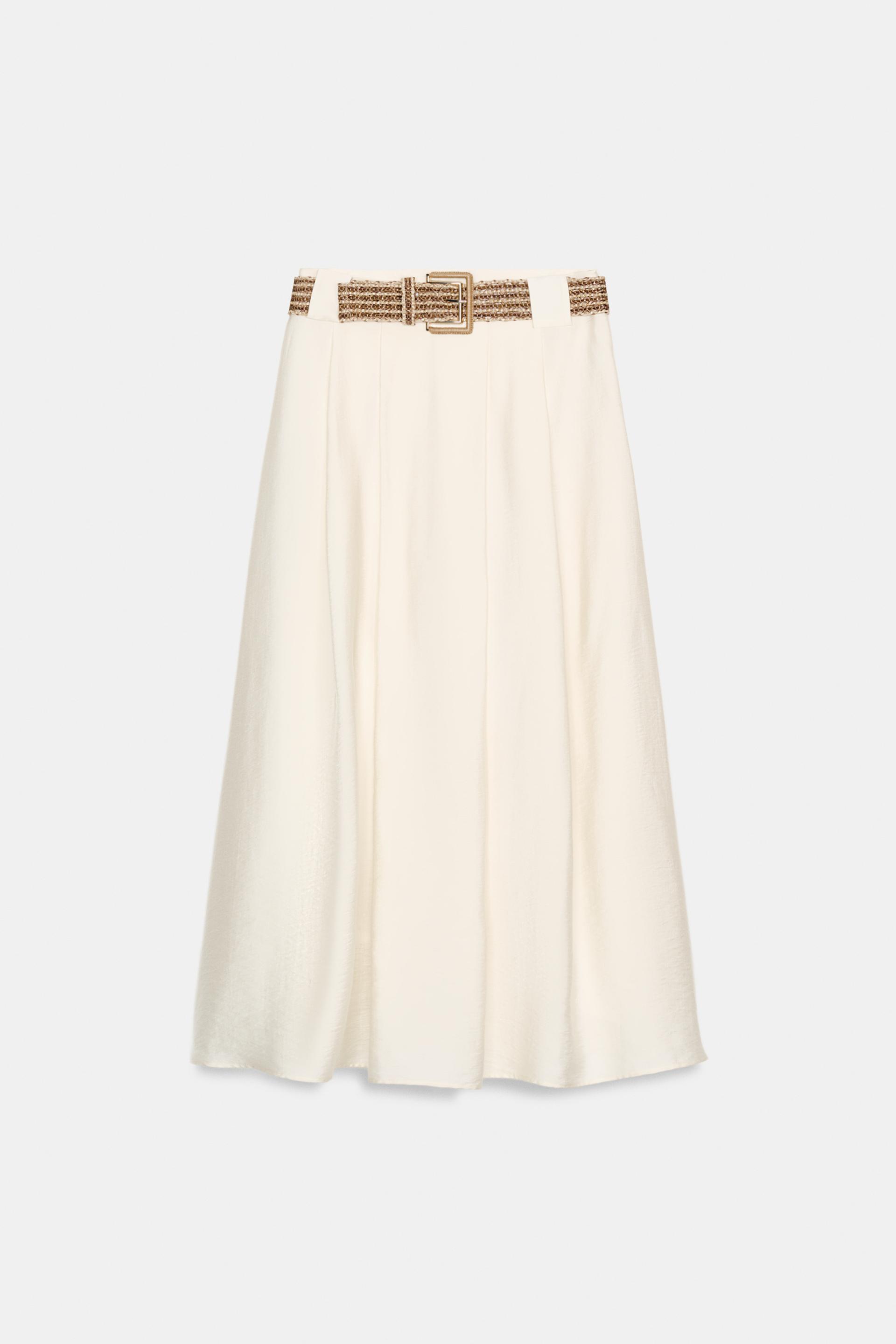BRAIDED BELT MIDI SKIRT by ZARA