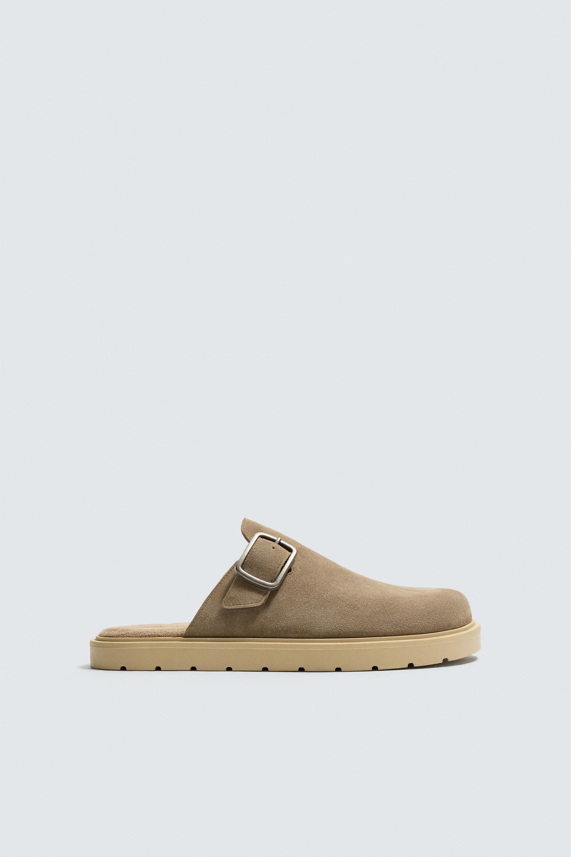 BUCKLED SPLIT LEATHER CLOGS by ZARA