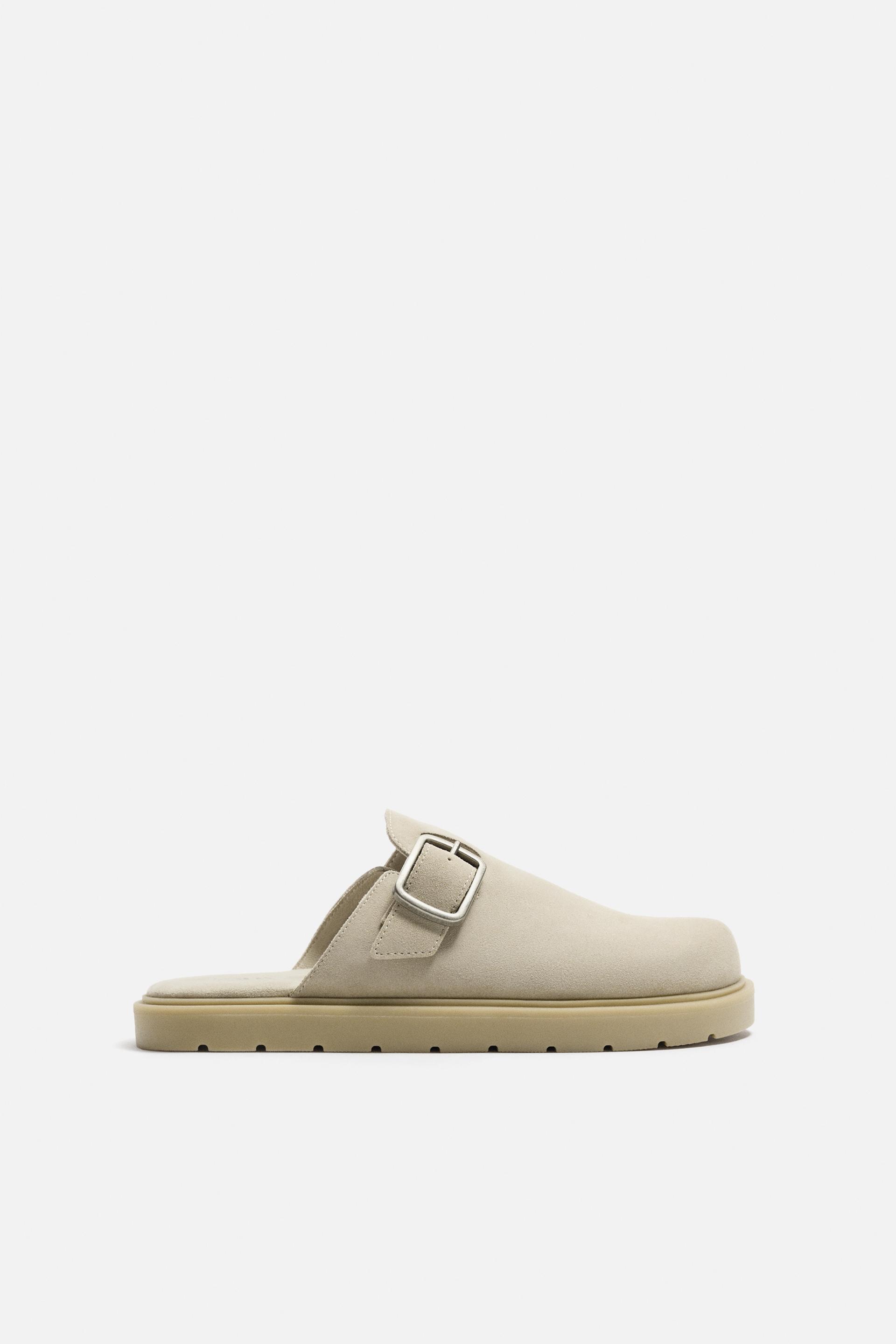 BUCKLED SPLIT LEATHER CLOGS by ZARA