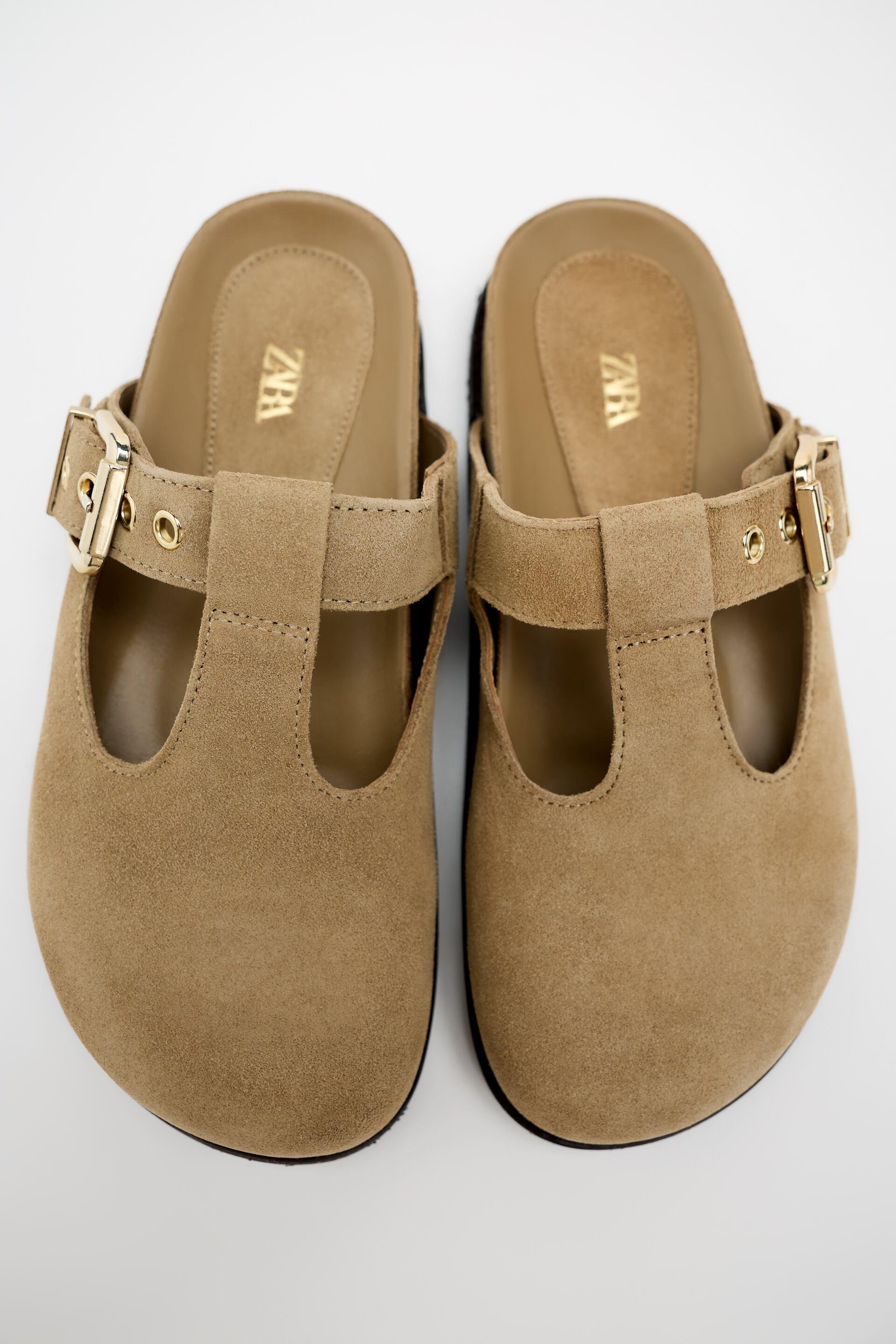 BUCKLED SUEDE CLOGS by ZARA