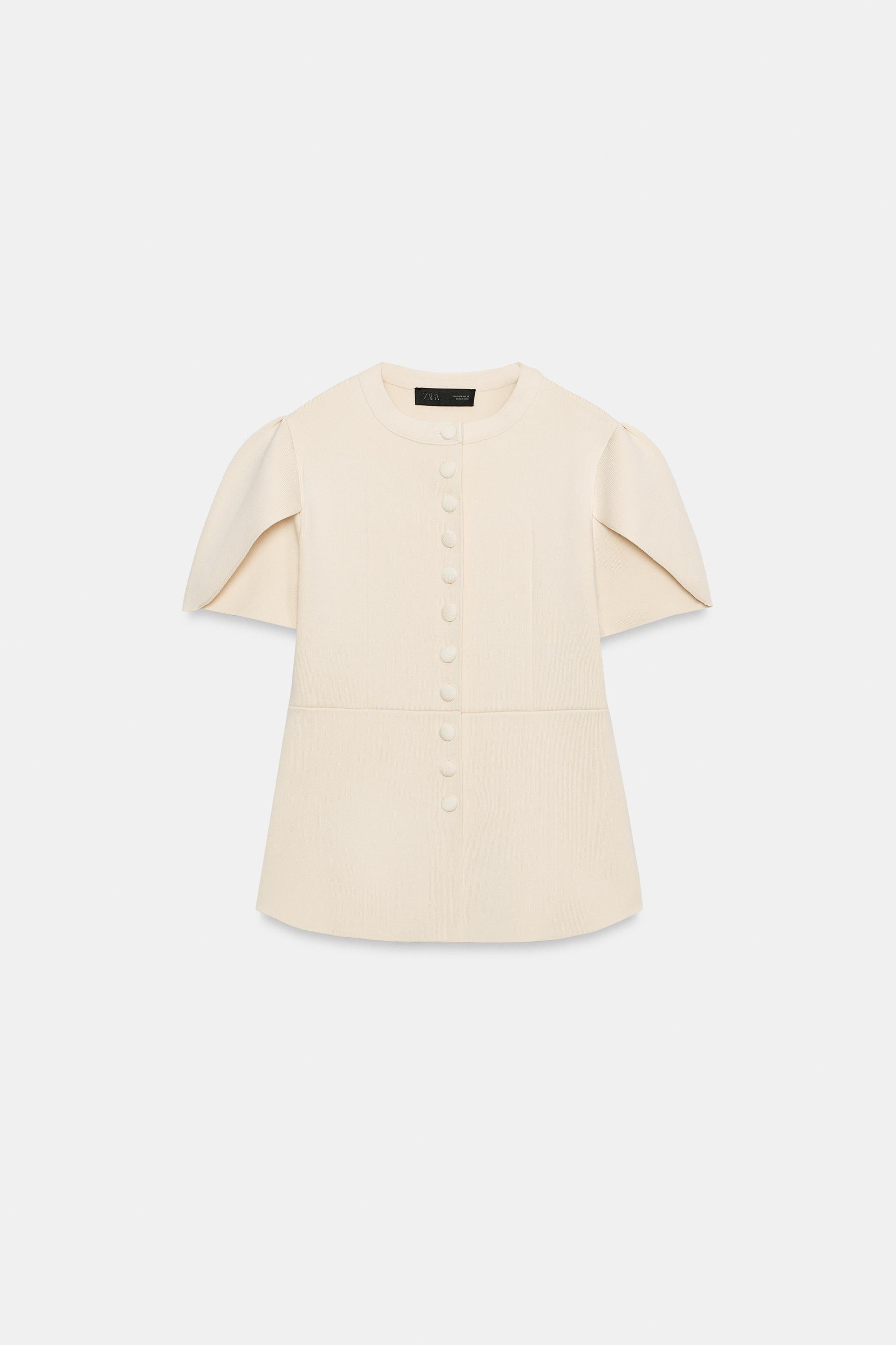 BUTTONED CARDIGAN WITH PUFF SLEEVES by ZARA