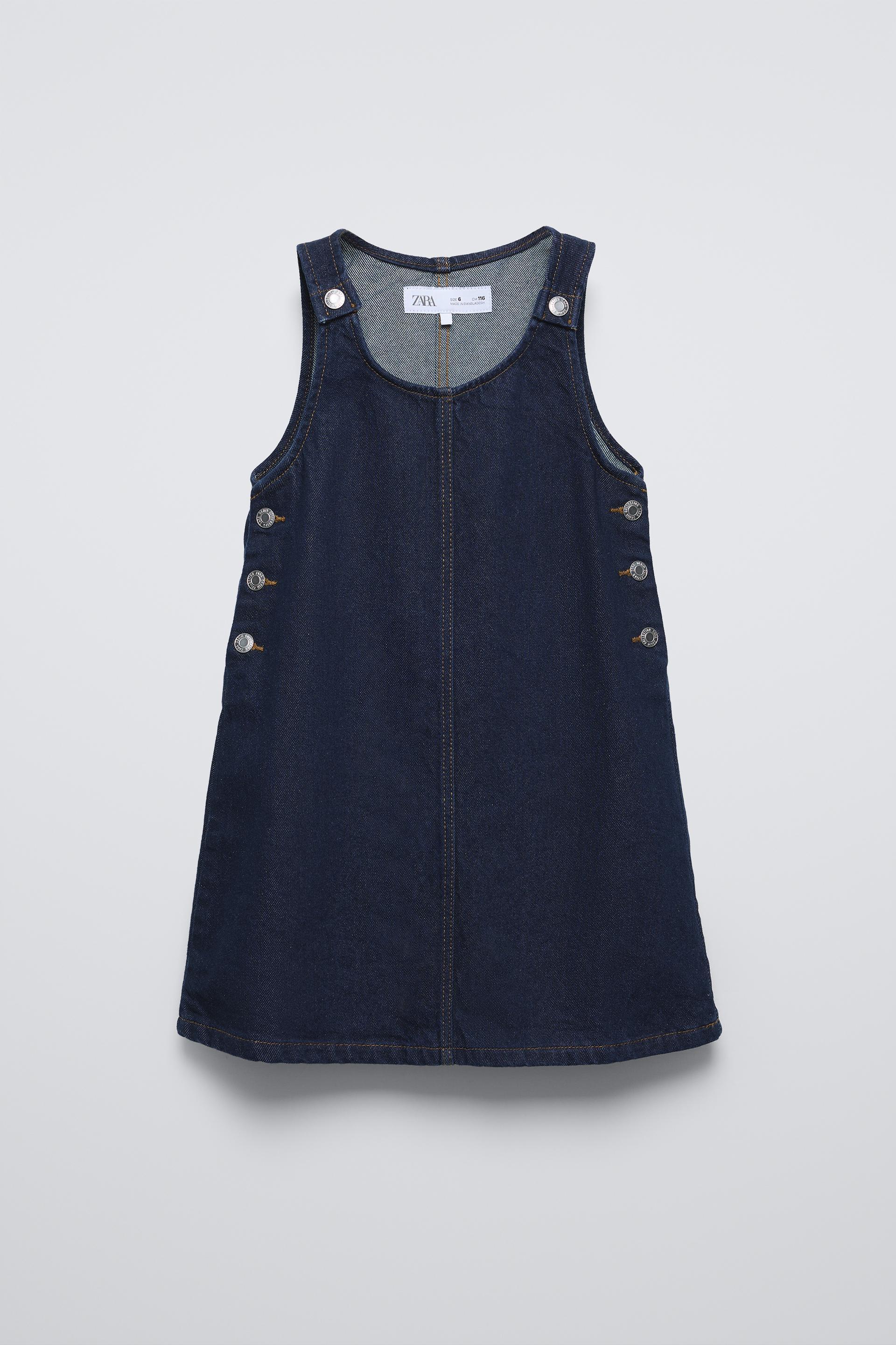 BUTTONED DENIM PINAFORE DRESS by ZARA