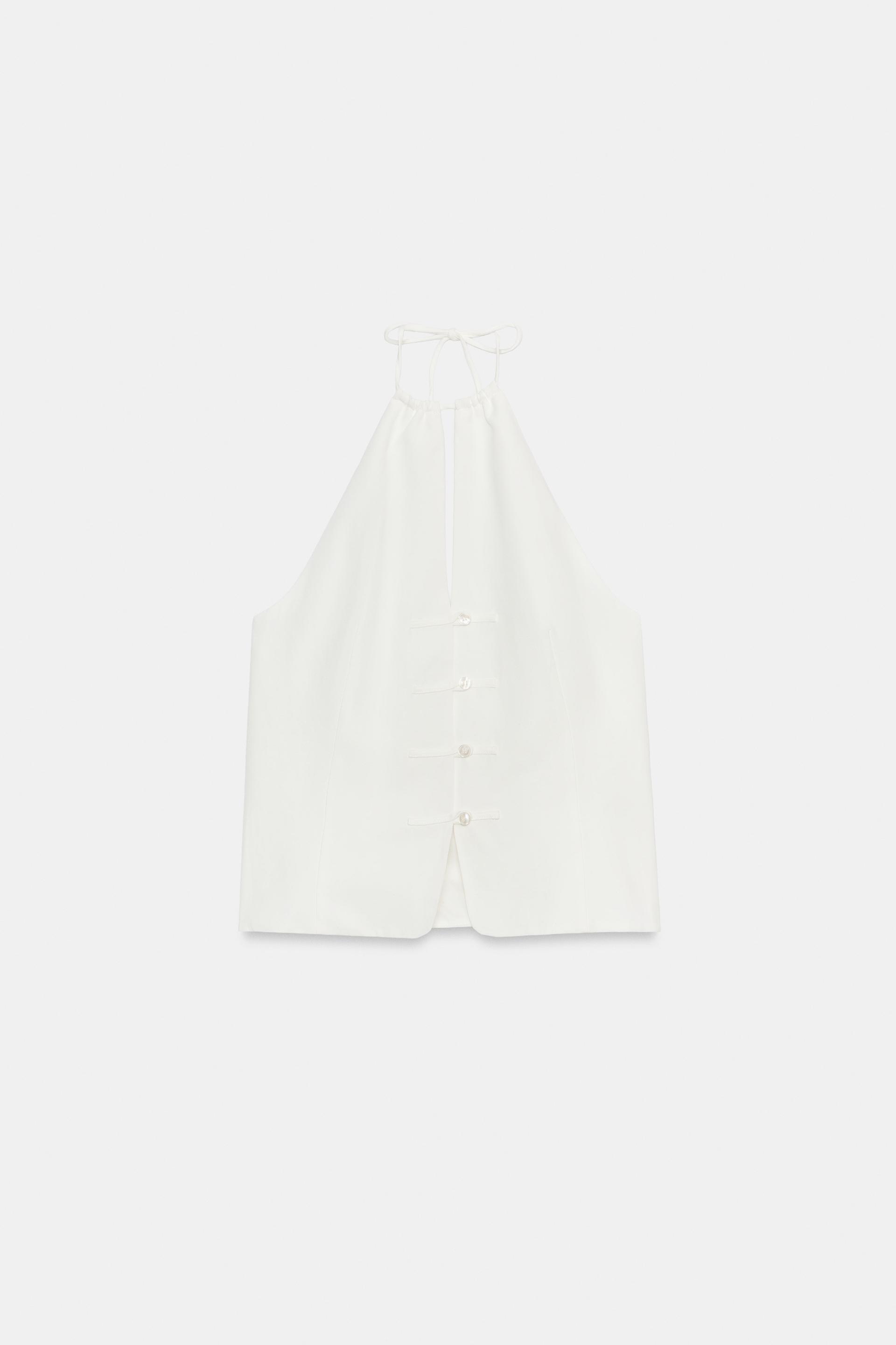 BUTTONED HALTER TOP by ZARA