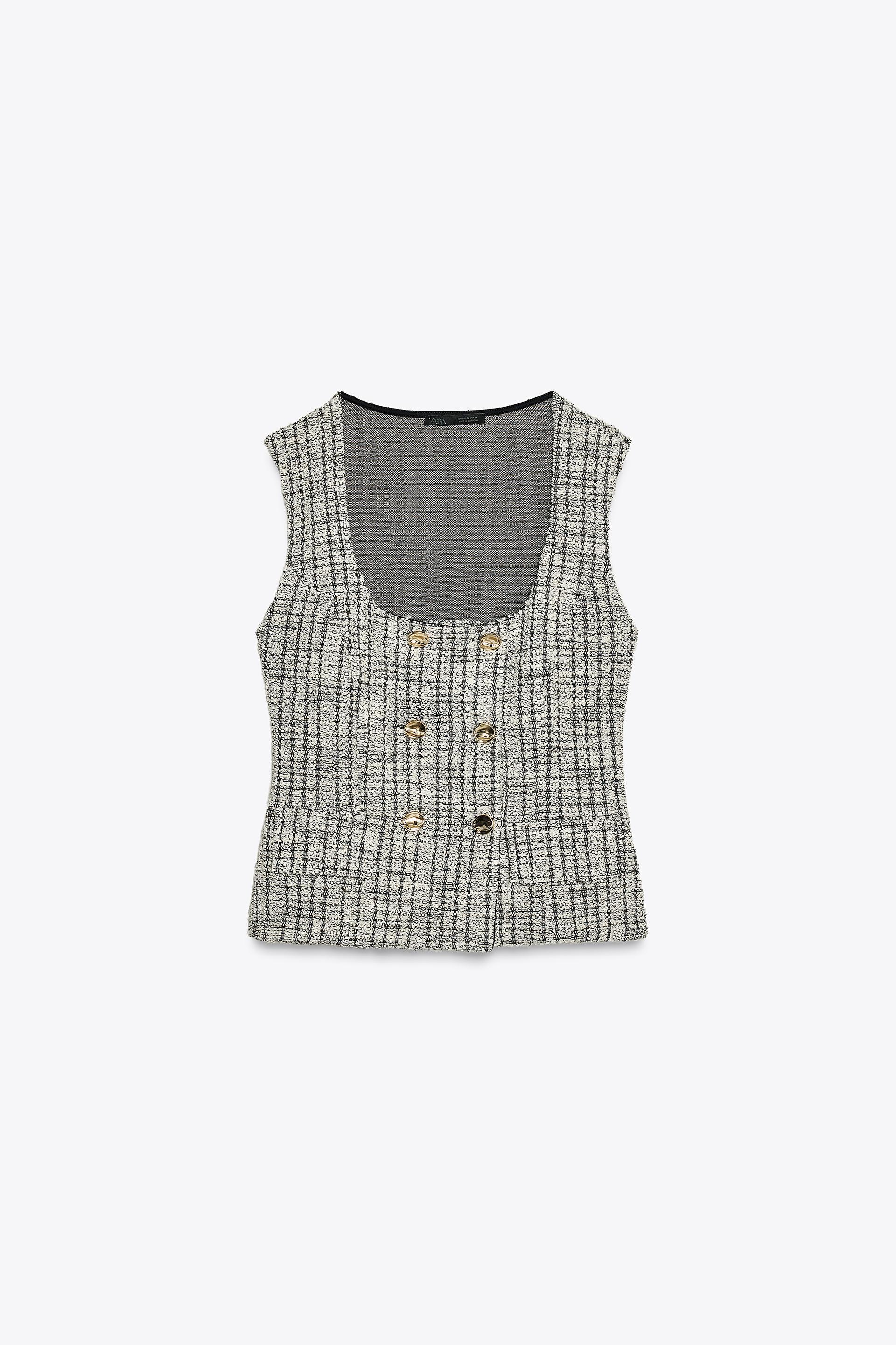 BUTTONED JACQUARD TEXTURED TOP by ZARA
