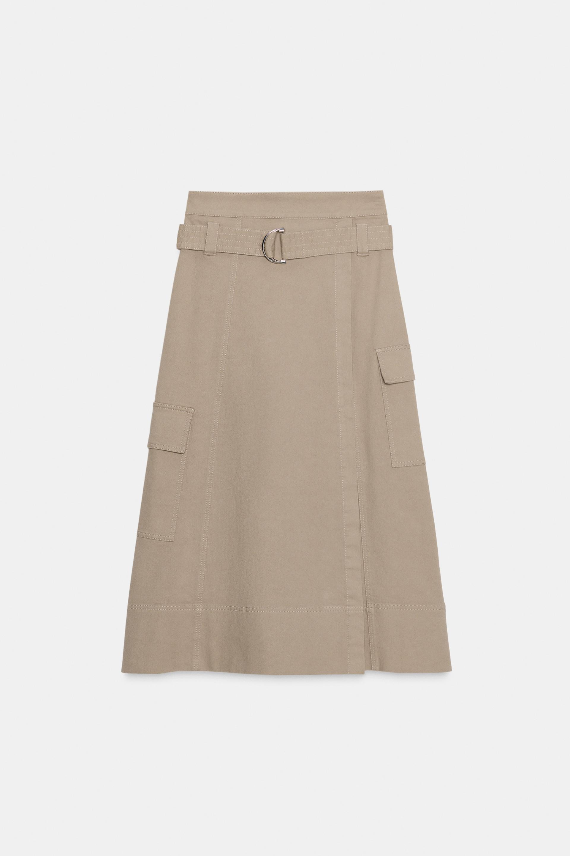 CARGO MIDI SKIRT WITH BELT by ZARA