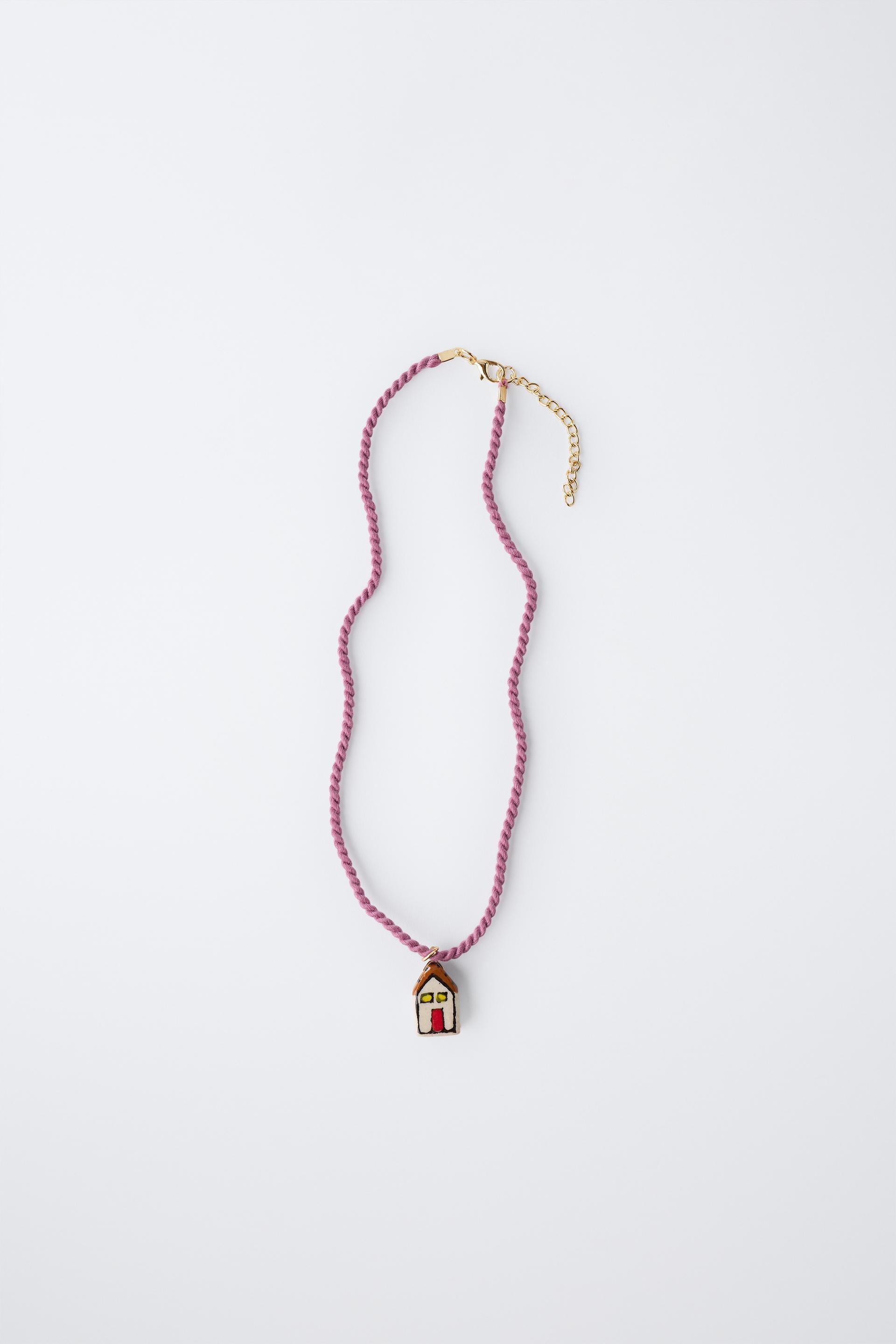 CERAMIC HOUSE CORD NECKLACE by ZARA