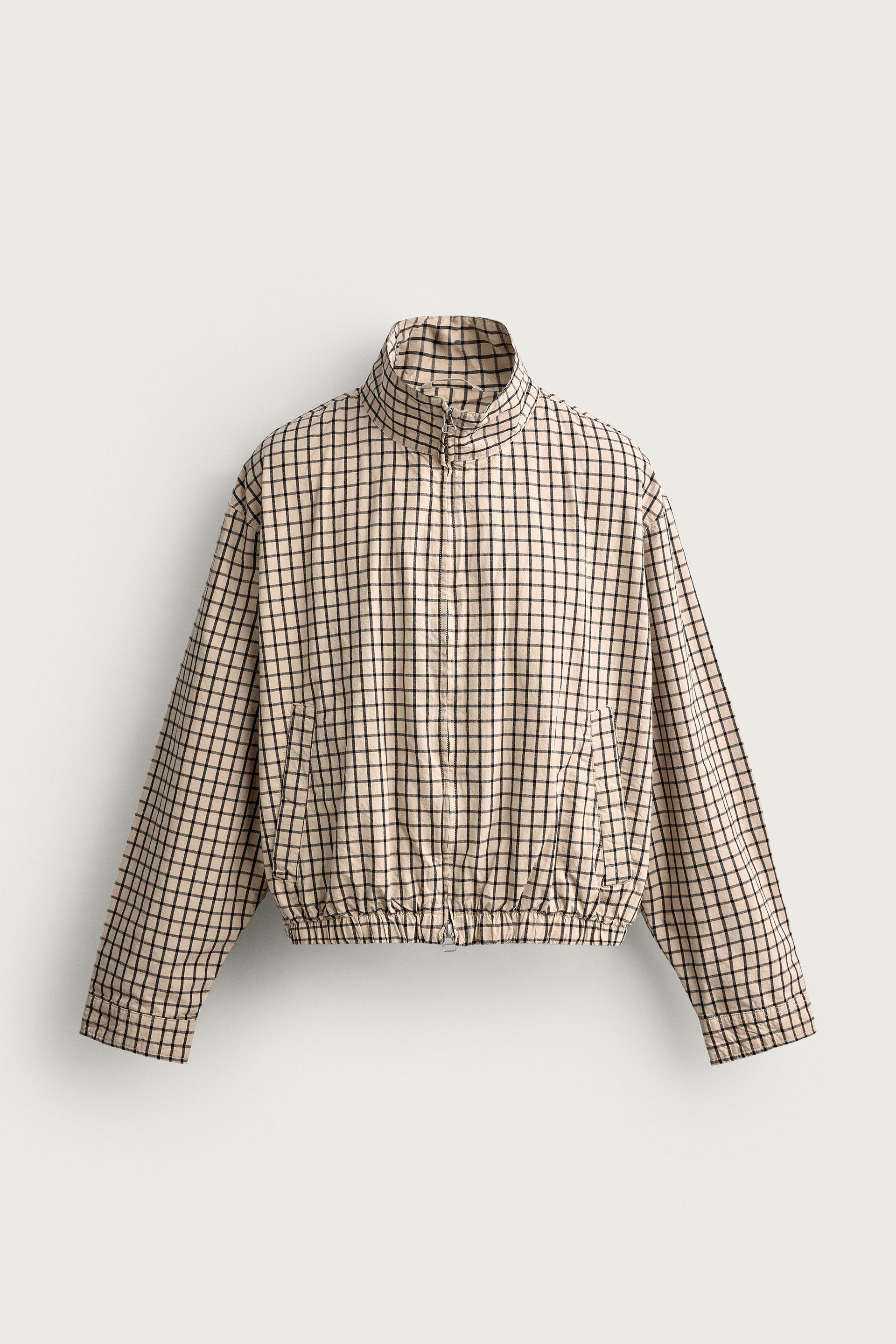 CHECKED CROPPED FIT JACKET by ZARA