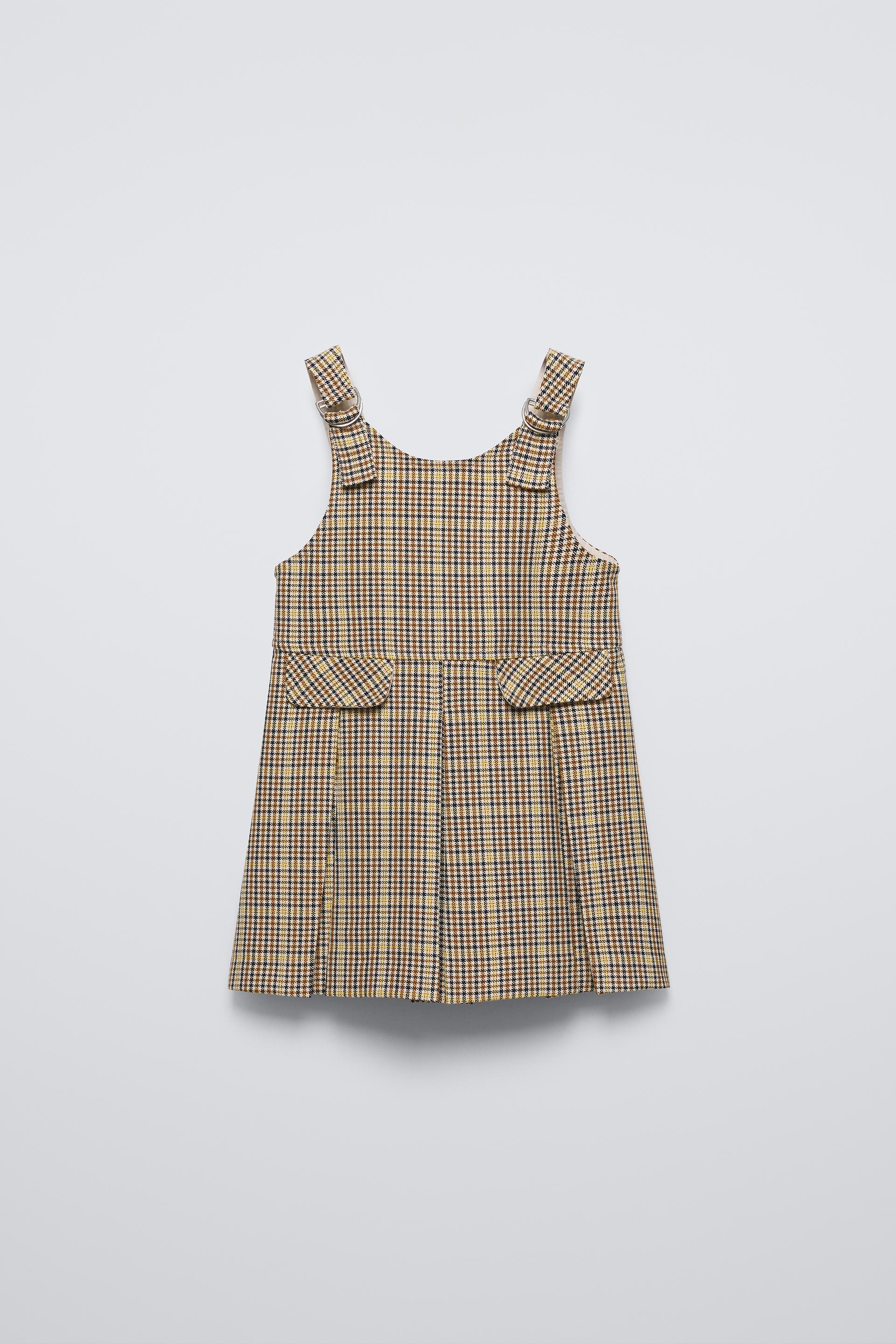 CHECKERED PINAFORE DRESS WITH PLEATS by ZARA