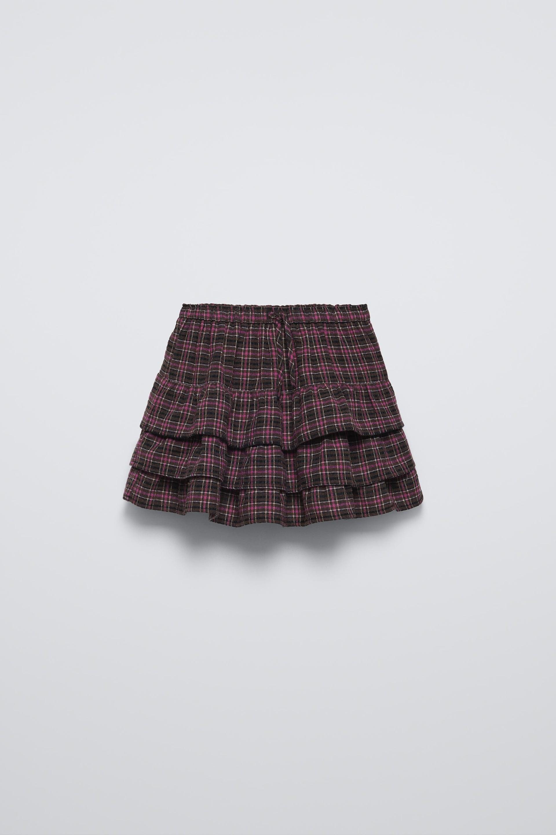 CHECKERED RUFFLED SKORT by ZARA