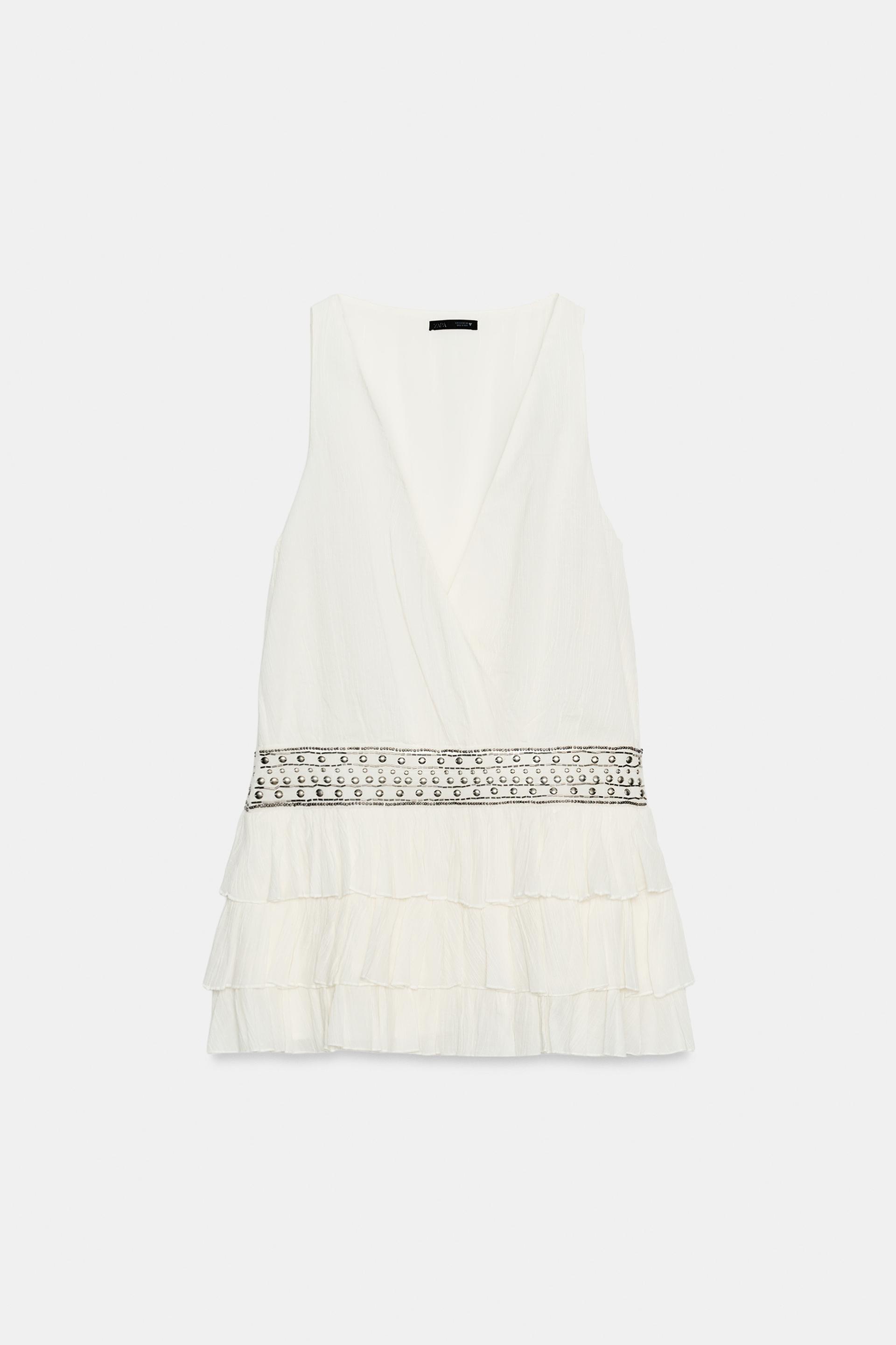 CHIFFON RUFFLED STUDDED DRESS by ZARA