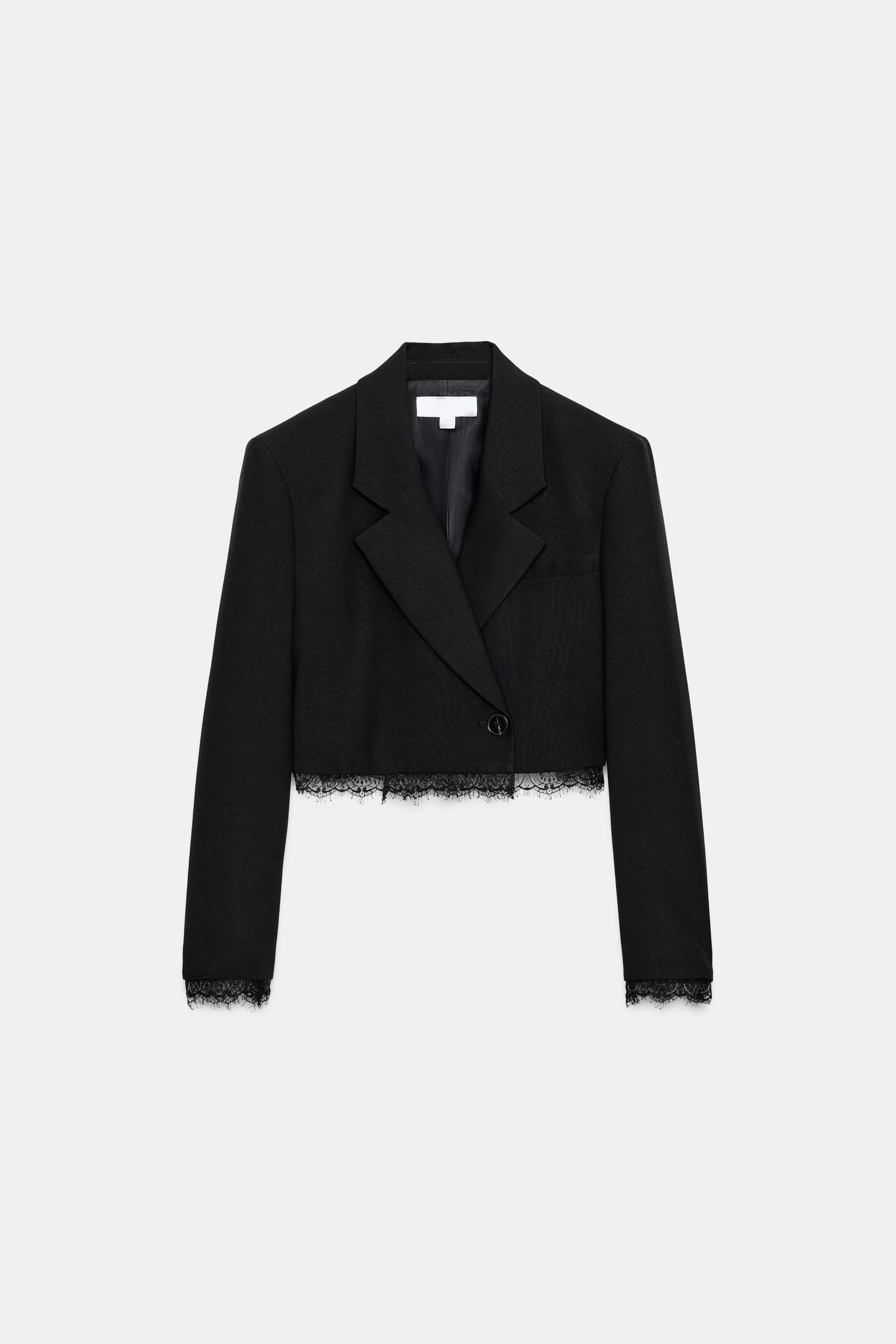 COMBINATION LACE BLAZER WITH SHOULDER PADS by ZARA