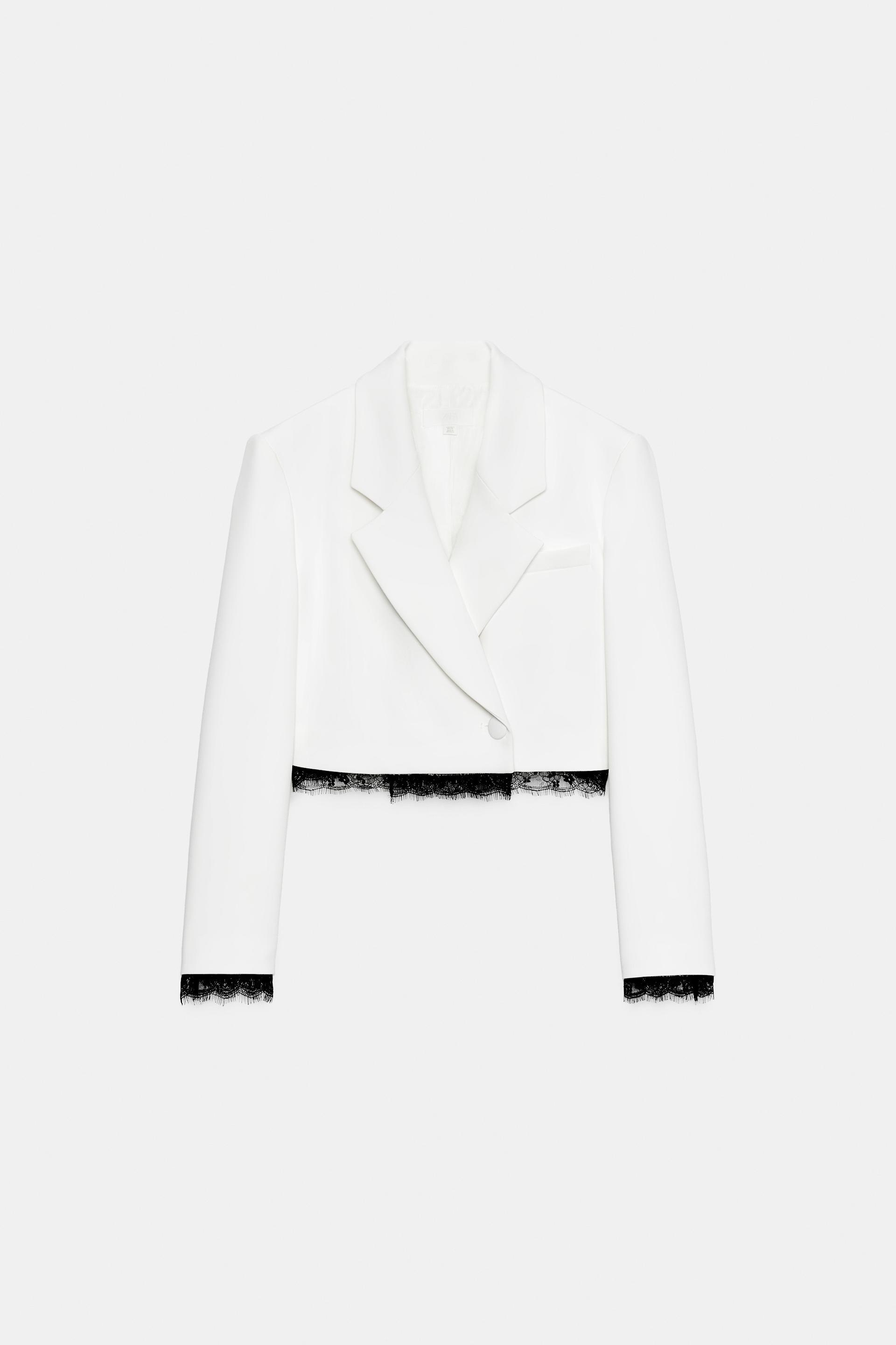 COMBINATION LACE BLAZER WITH SHOULDER PADS by ZARA