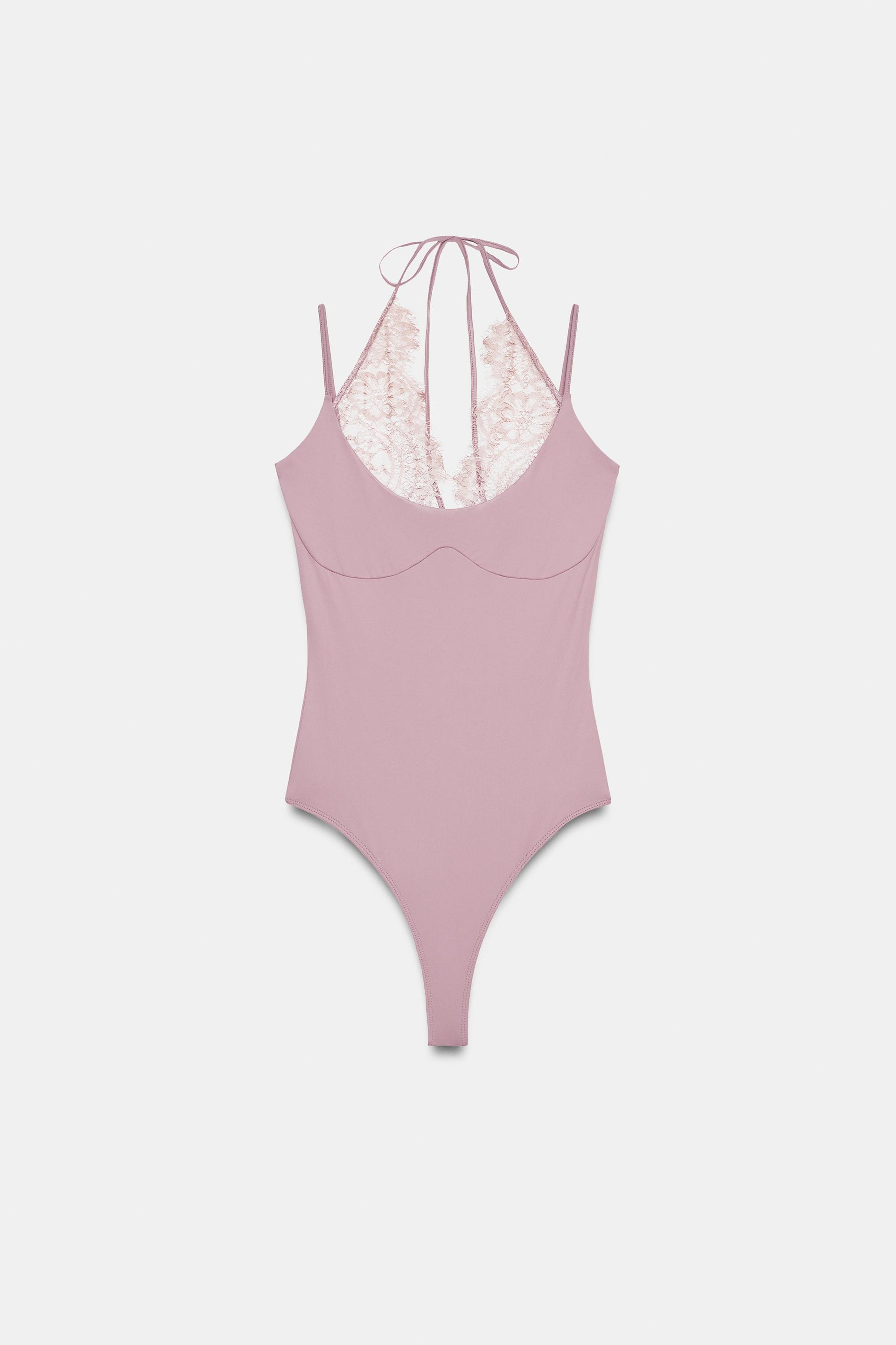 COMBINATION LACE HALTER BODYSUIT by ZARA
