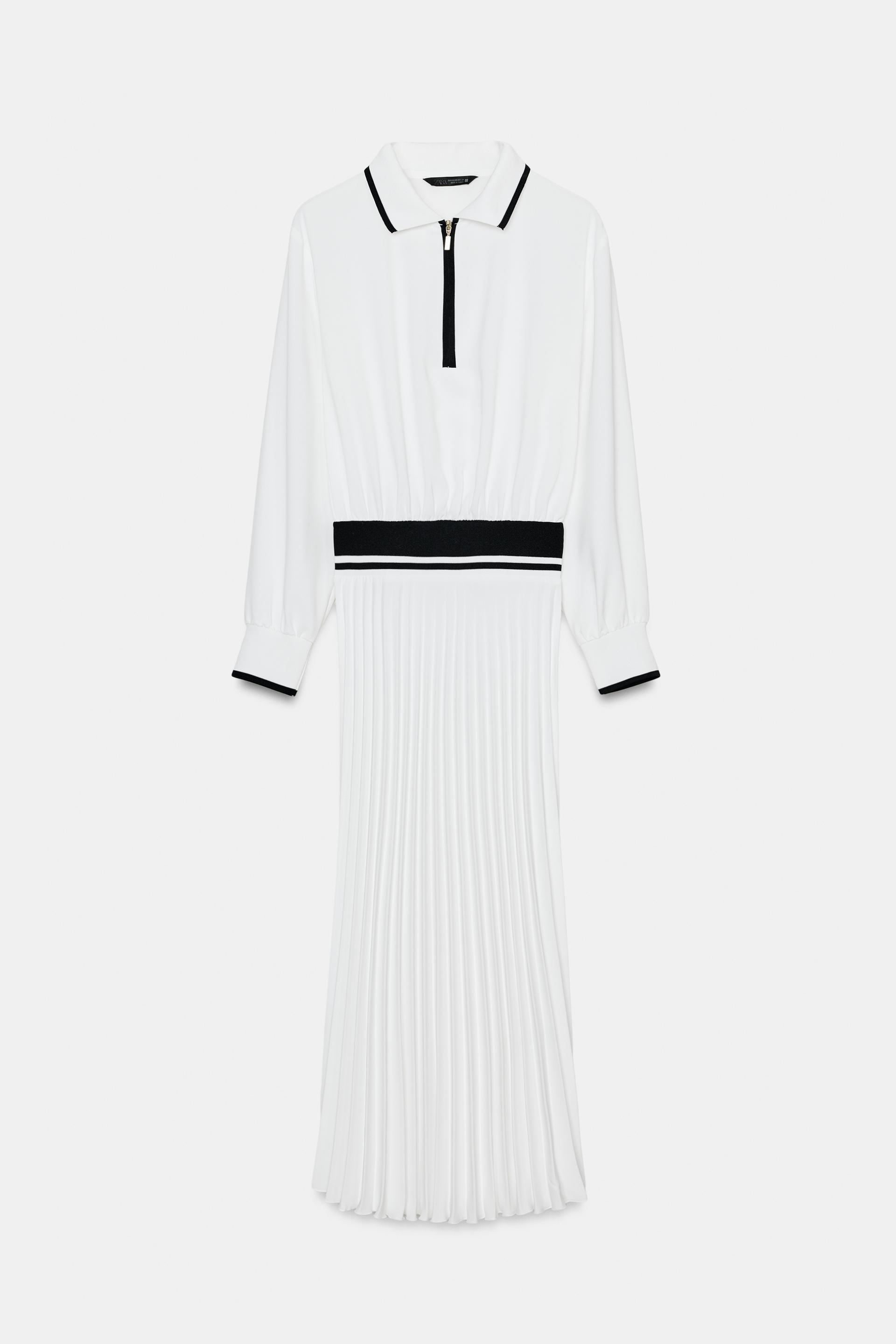 COMBINATION PLEATED MIDI DRESS by ZARA