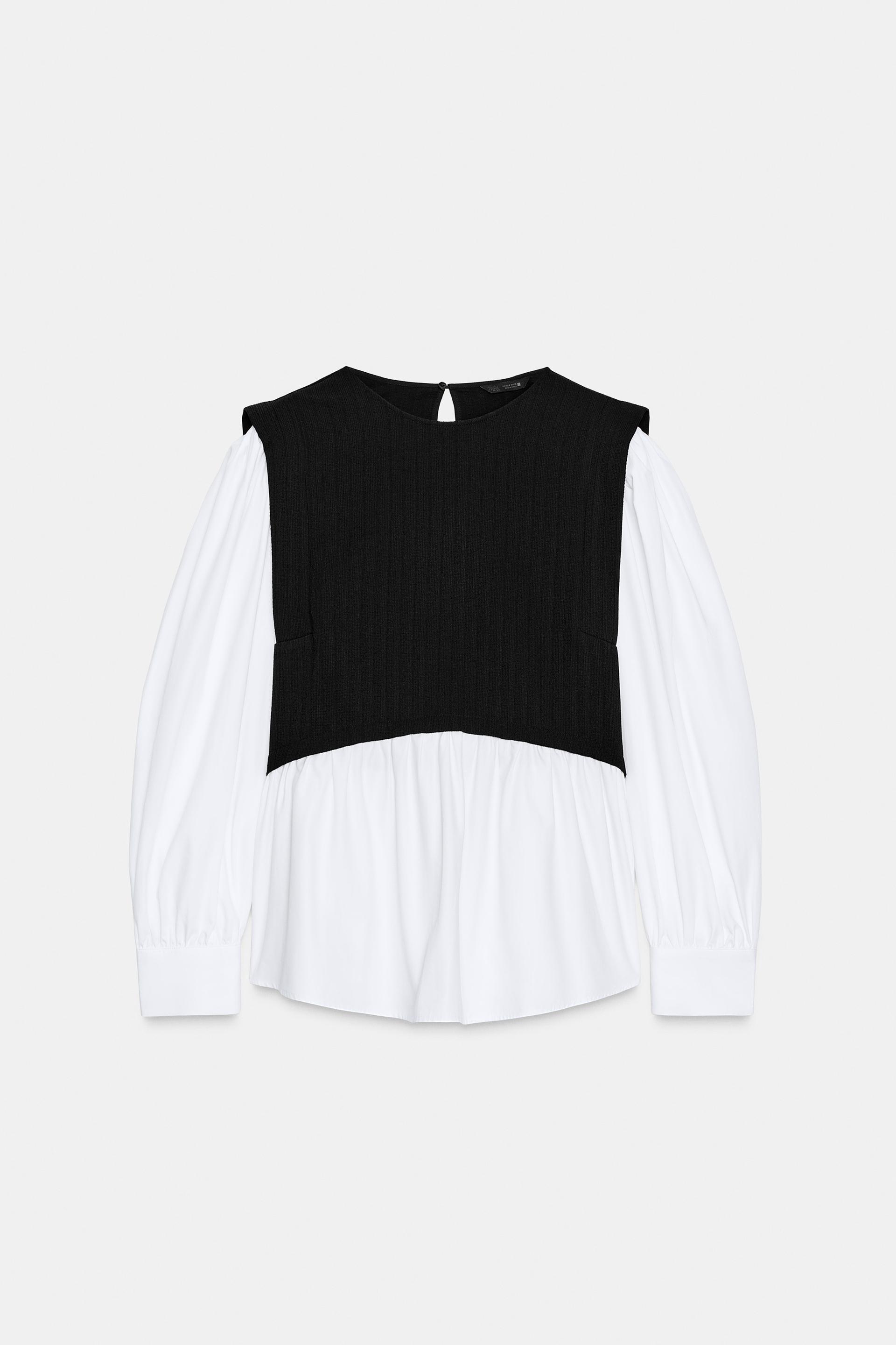 COMBINATION POPLIN BLOUSE by ZARA