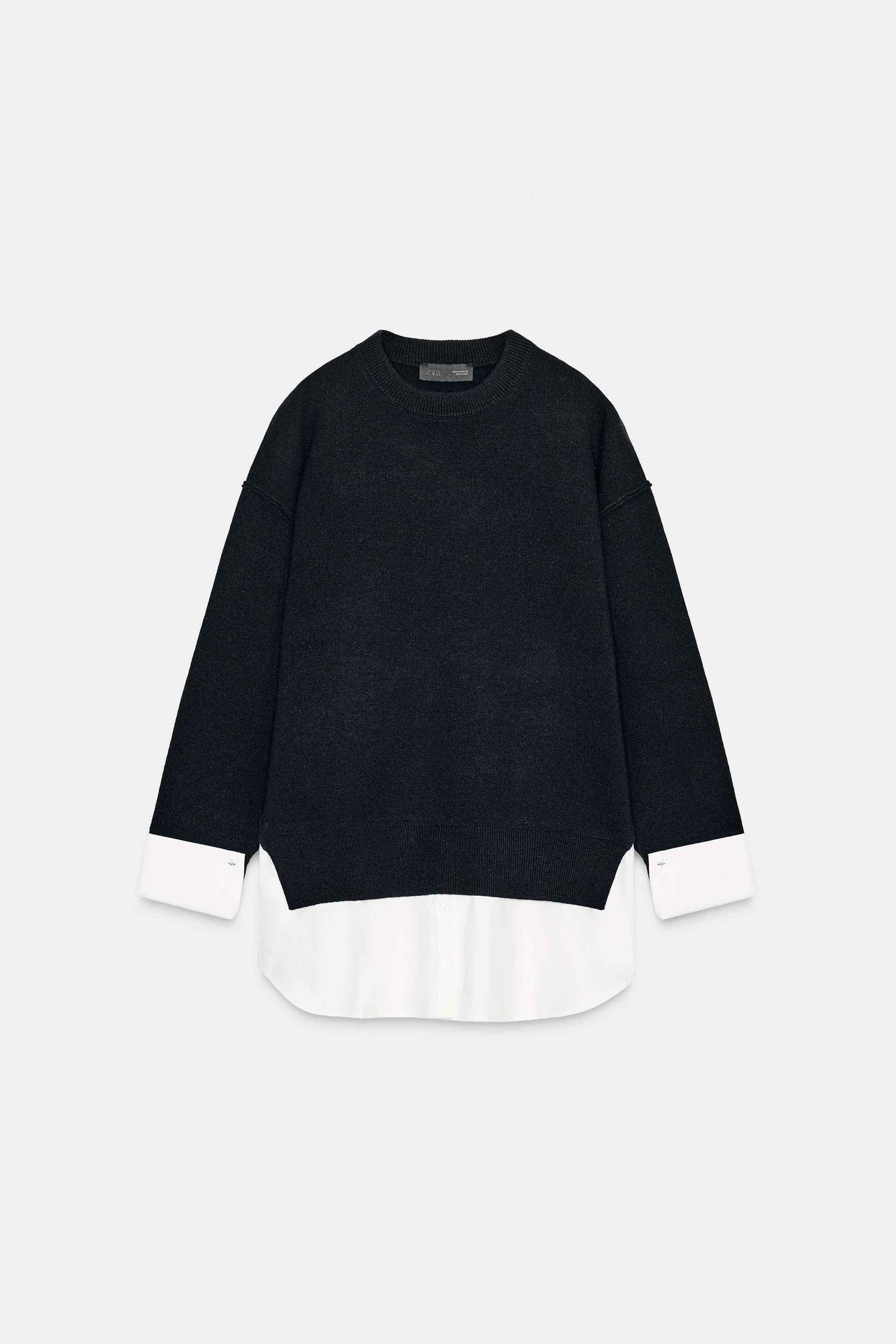 COMBINATION POPLIN KNIT JUMPER by ZARA