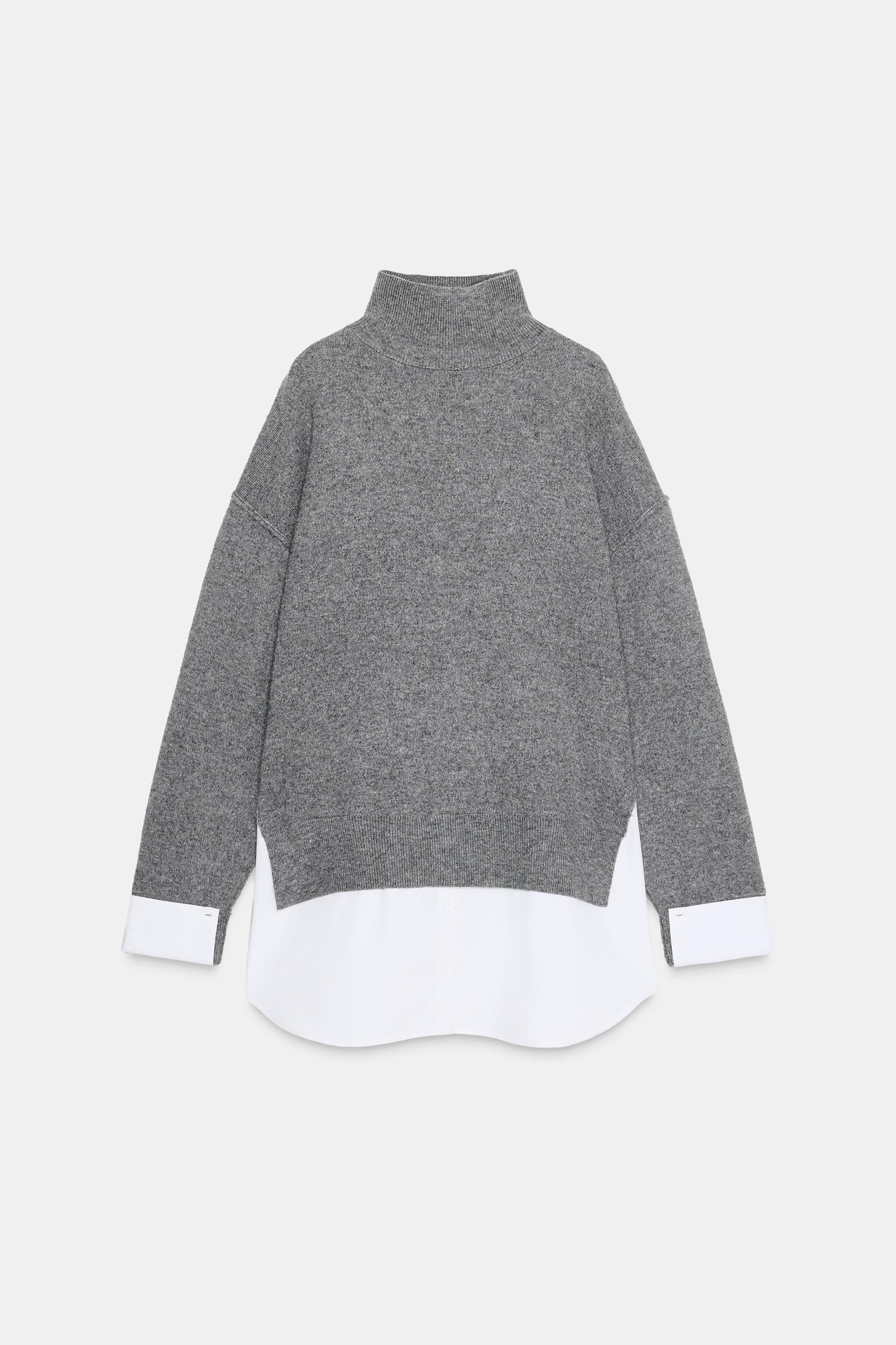 COMBINATION POPLIN KNIT SWEATER by ZARA