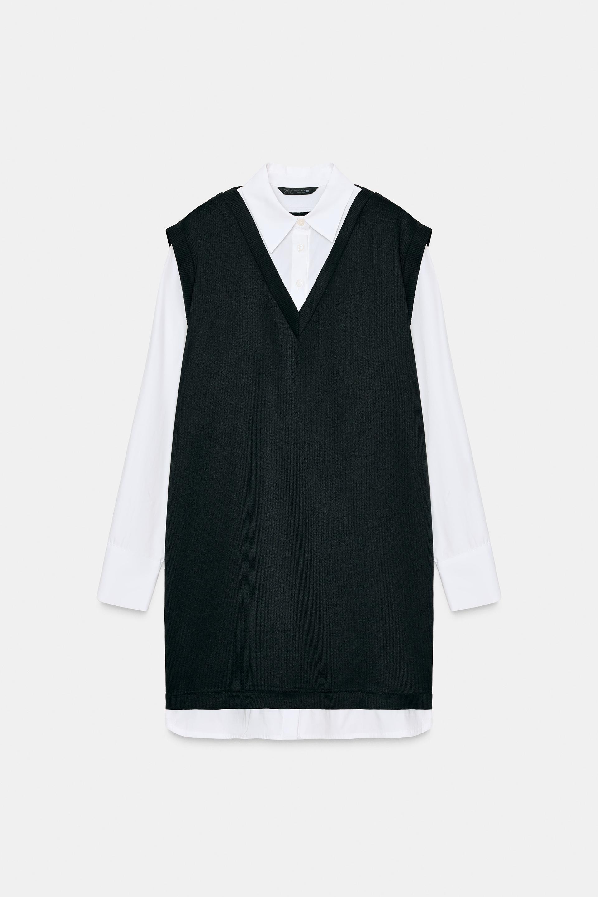 COMBINATION POPLIN MINI DRESS by ZARA