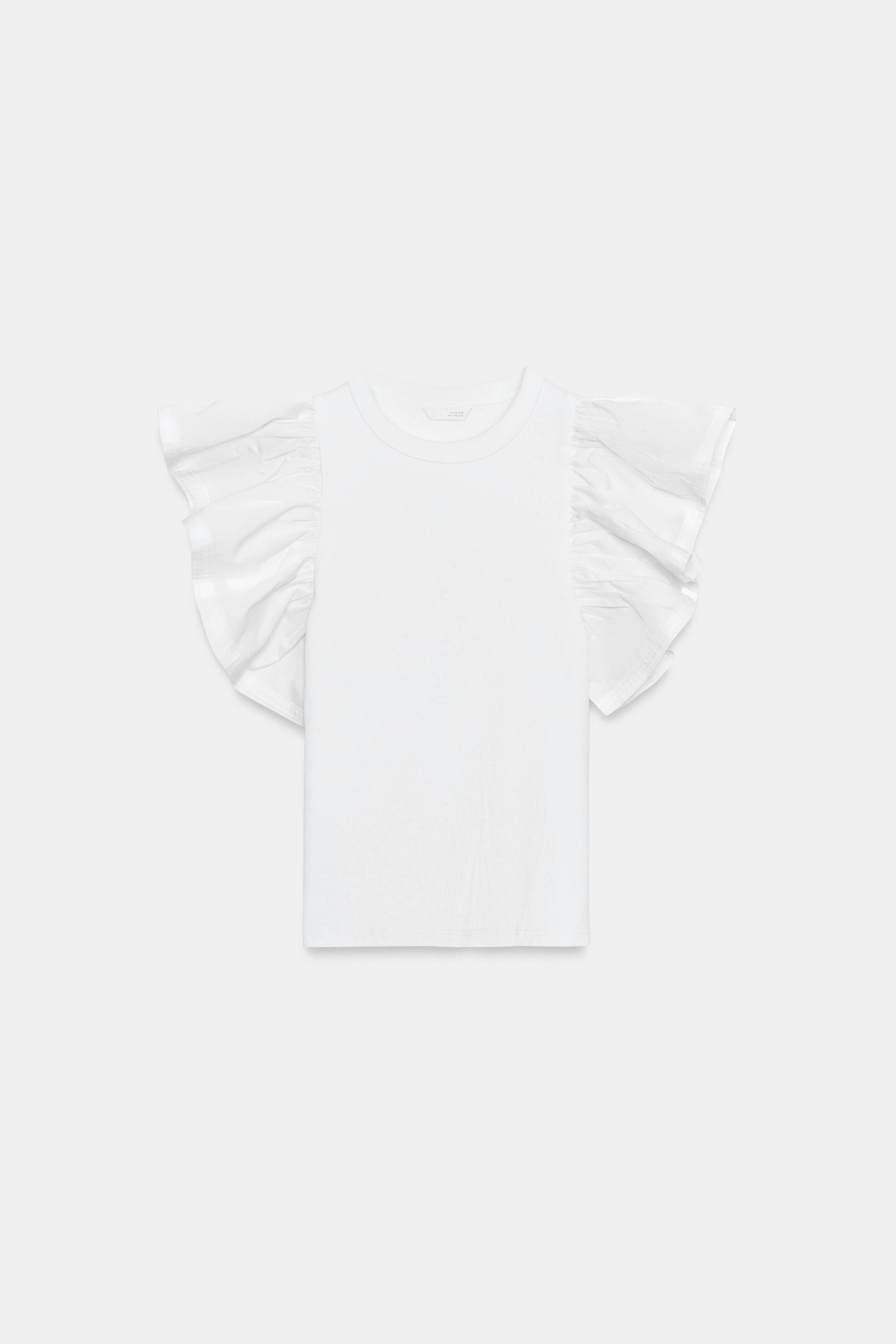COMBINATION RIB RUFFLE T-SHIRT by ZARA