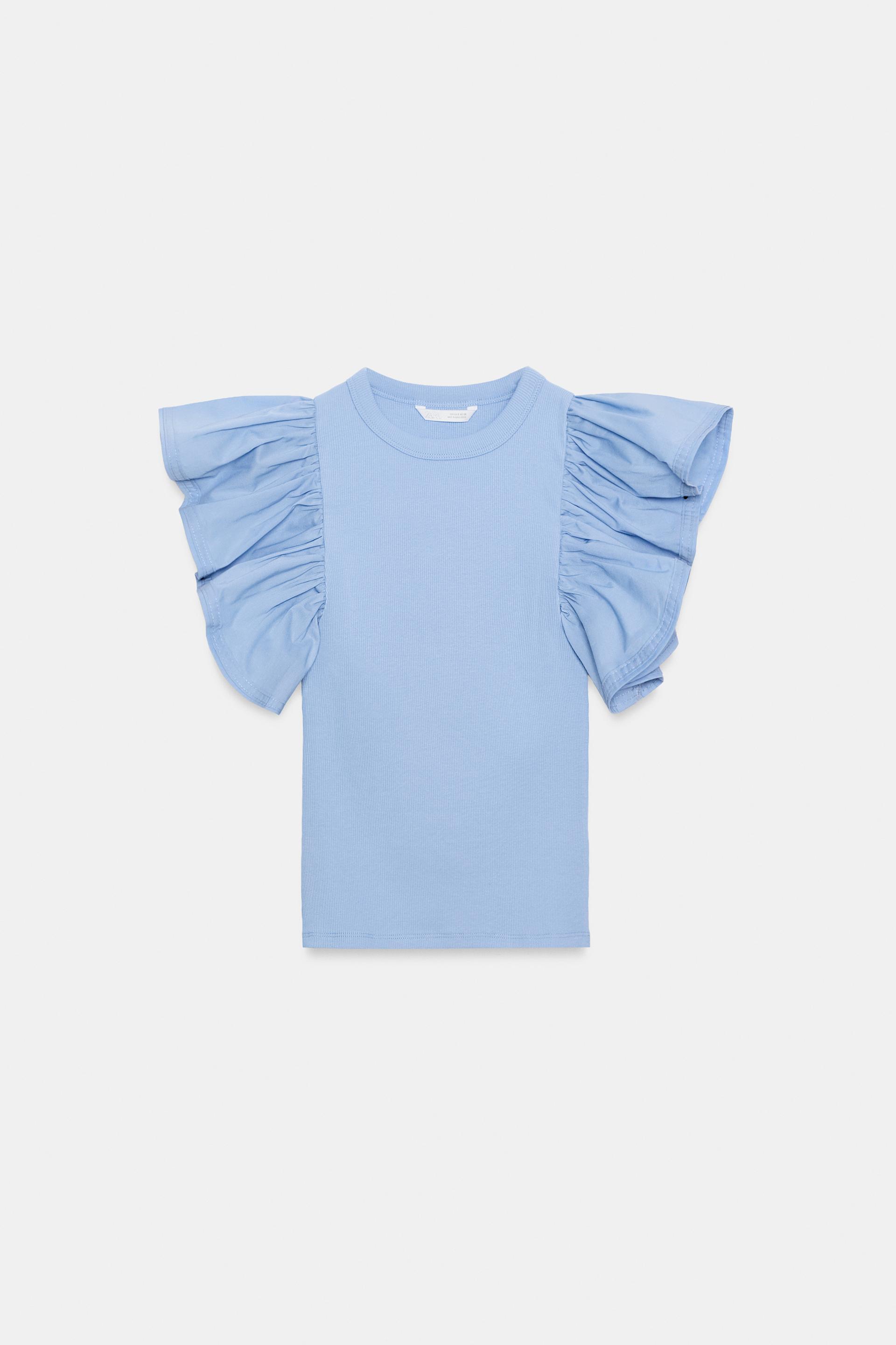 COMBINATION RIB RUFFLE T-SHIRT by ZARA