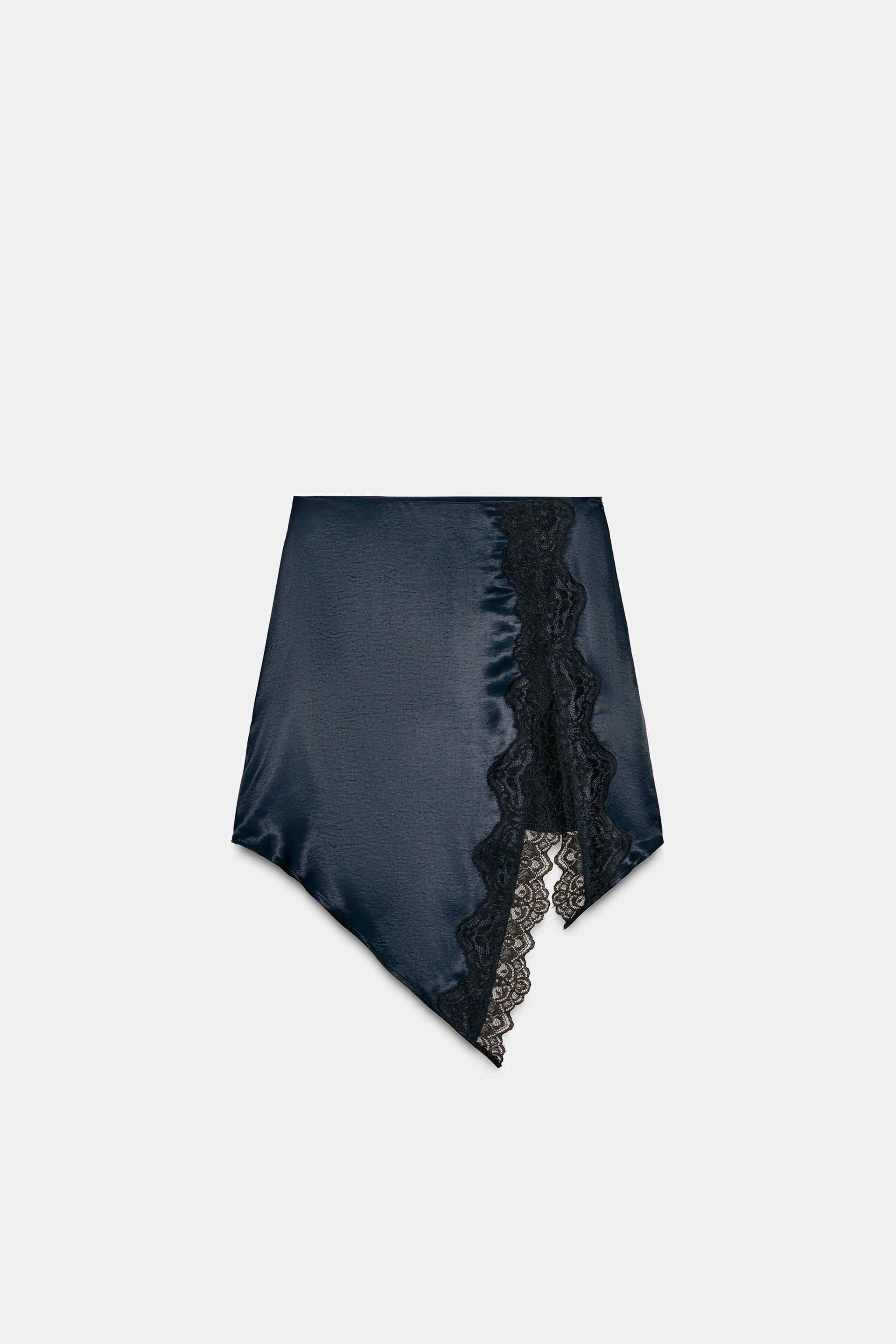 COMBINATION SATIN MINI SKIRT WITH LACE by ZARA