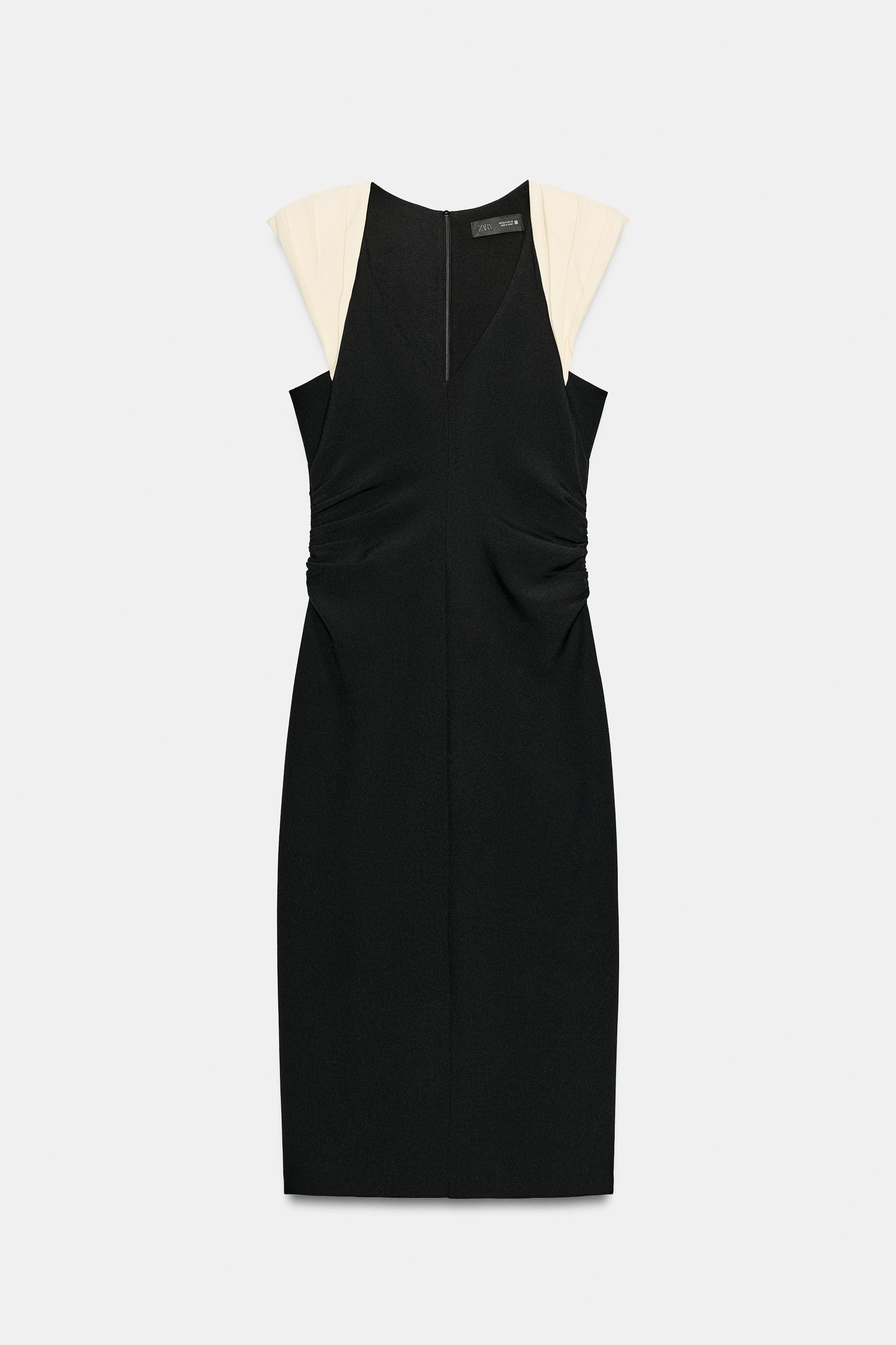 COMBINATION SHOULDER PAD MIDI DRESS by ZARA