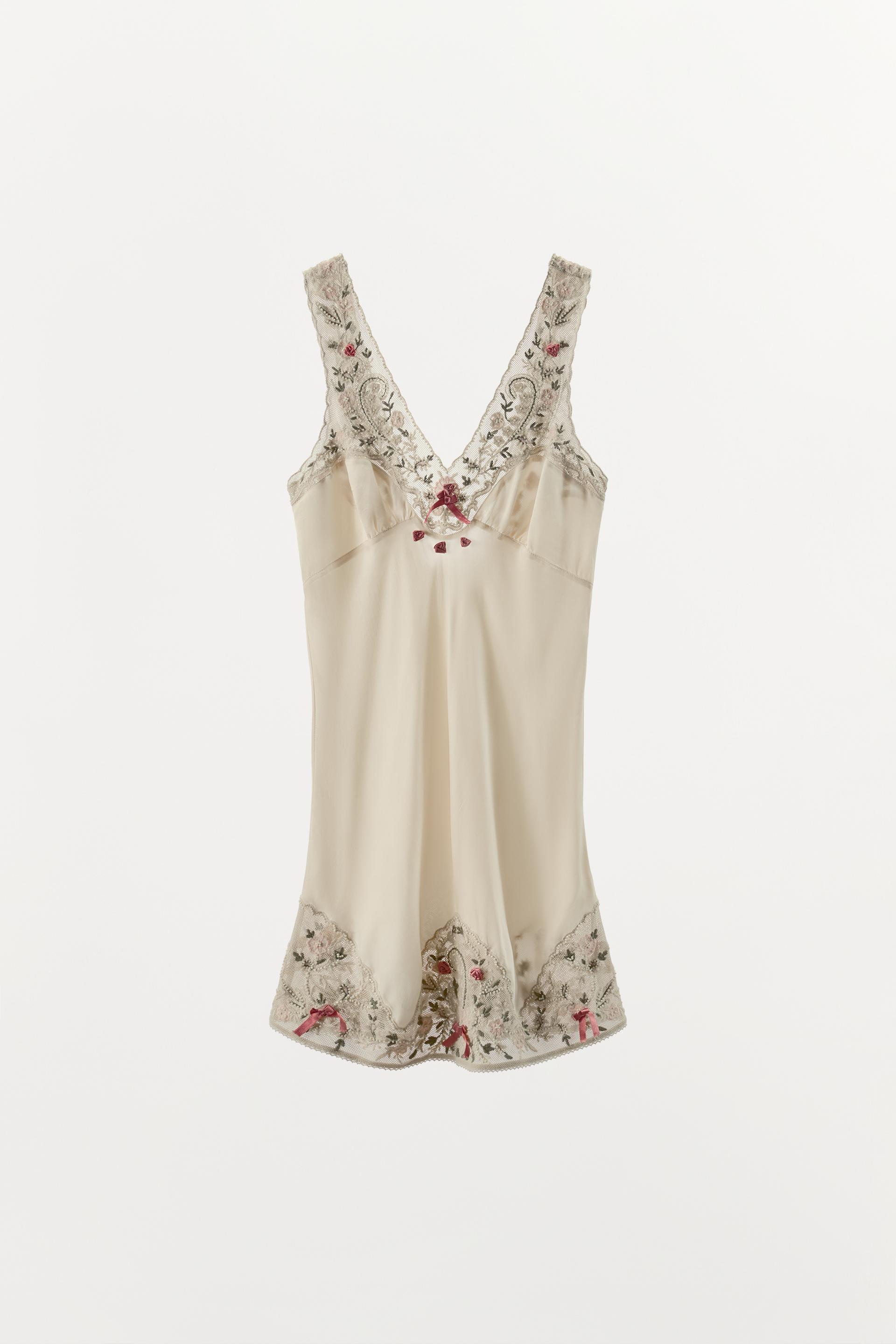COMBINATION TULLE EMBROIDERED DRESS WITH BEADING by ZARA