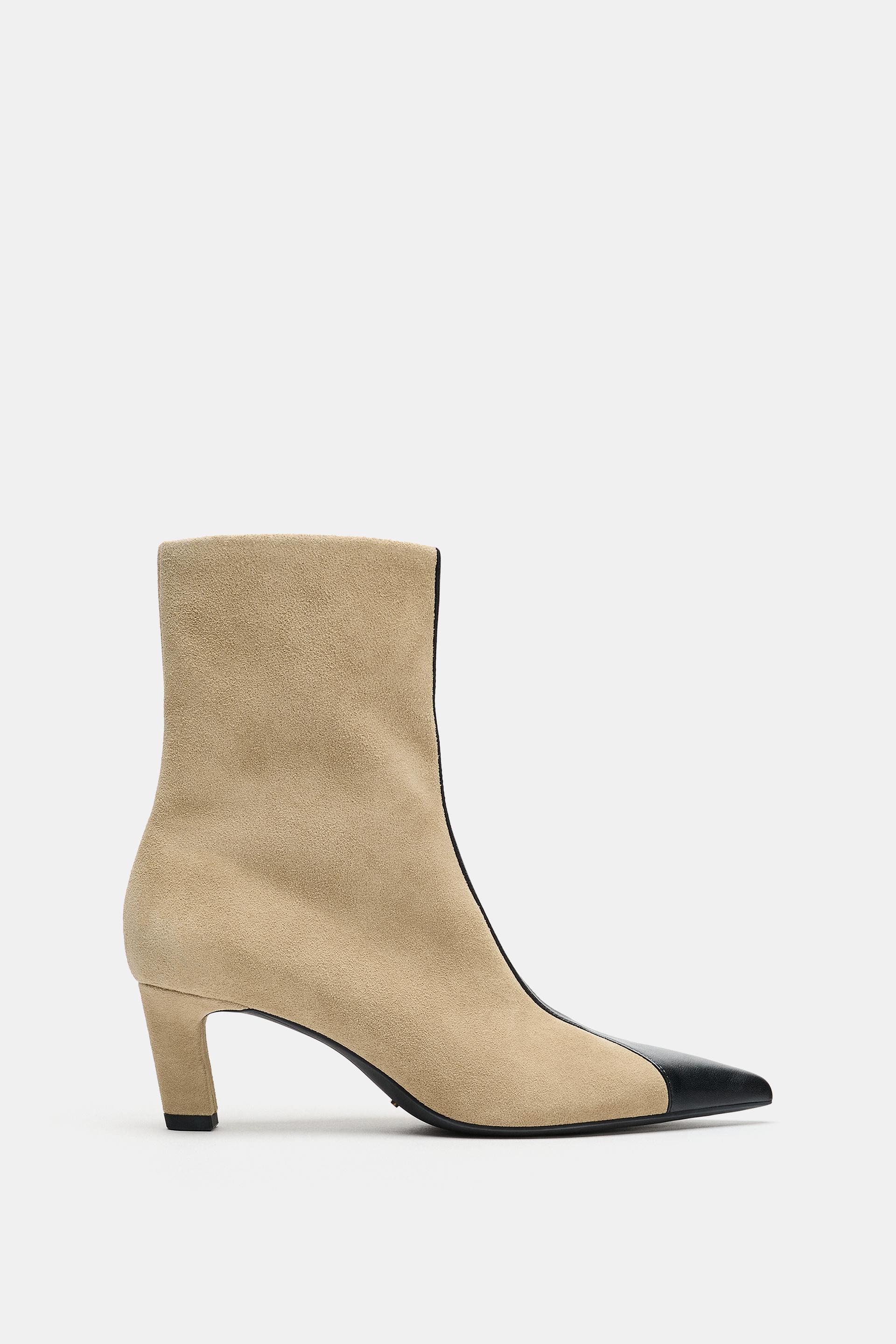 COMBINED LEATHER HEELED ANKLE BOOTS by ZARA