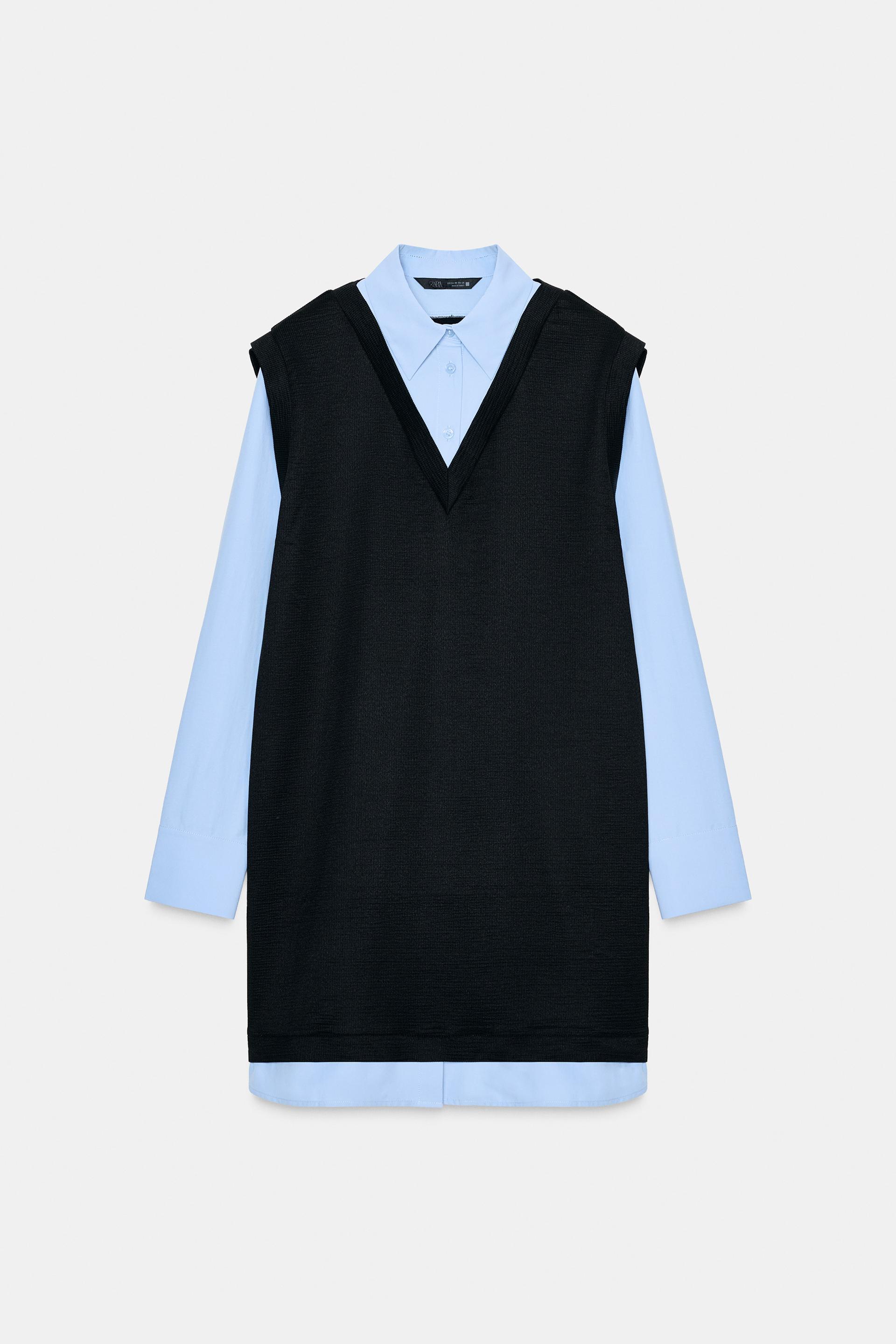 COMBINED POPLIN MINI DRESS by ZARA