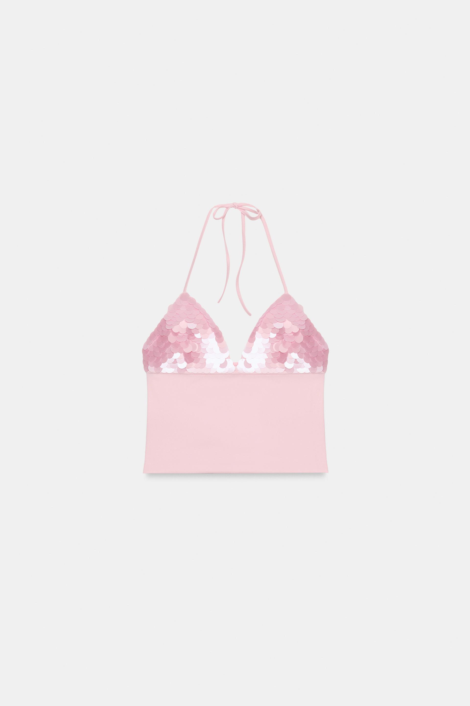 COMBINED SEQUIN HALTER TOP by ZARA