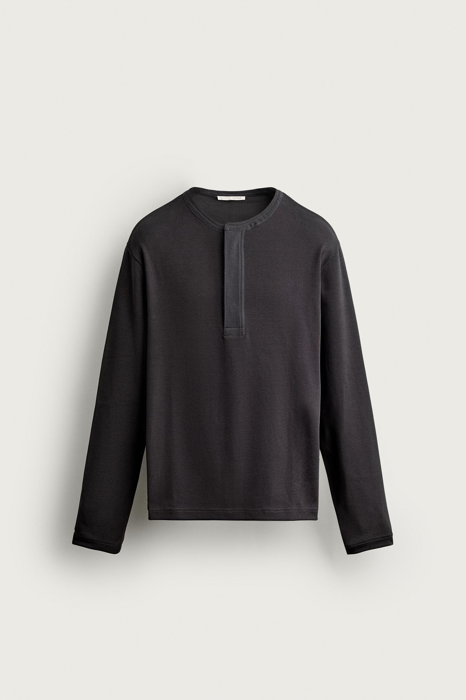 COMPACT RIBBED HENLEY T-SHIRT by ZARA