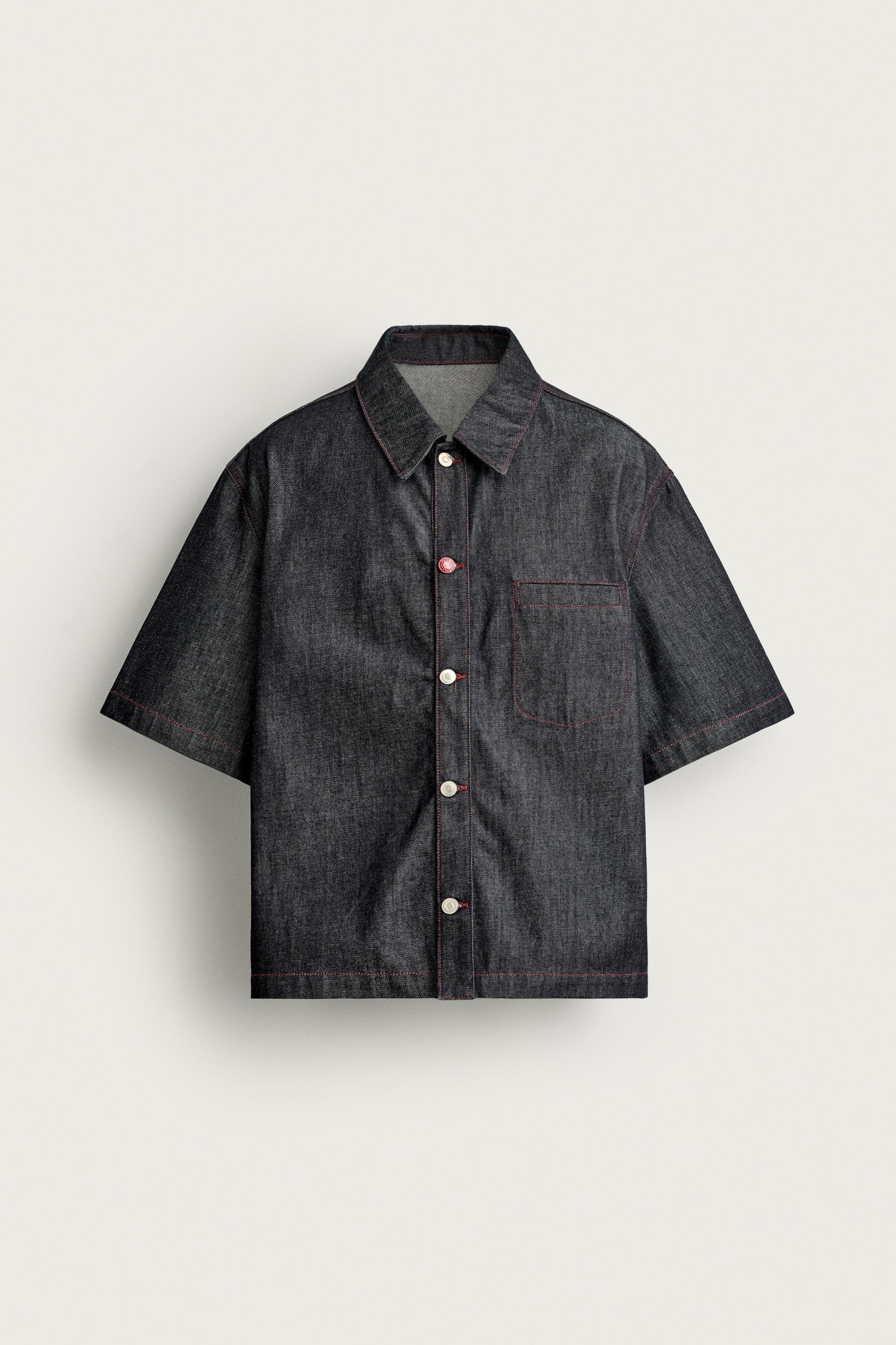CONTRAST BUTTON DENIM OVERSHIRT by ZARA