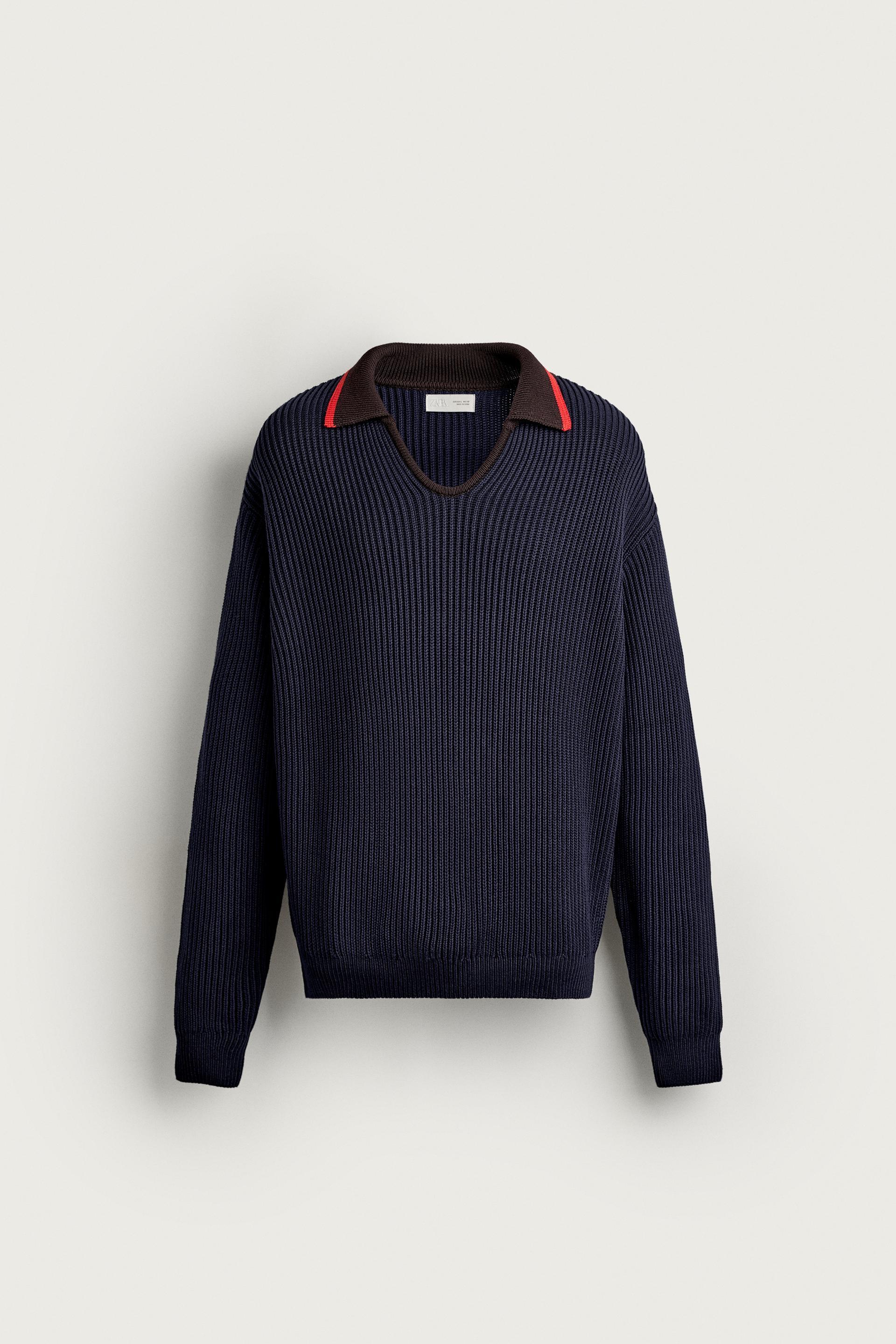 CONTRAST COLLAR KNIT POLO by ZARA