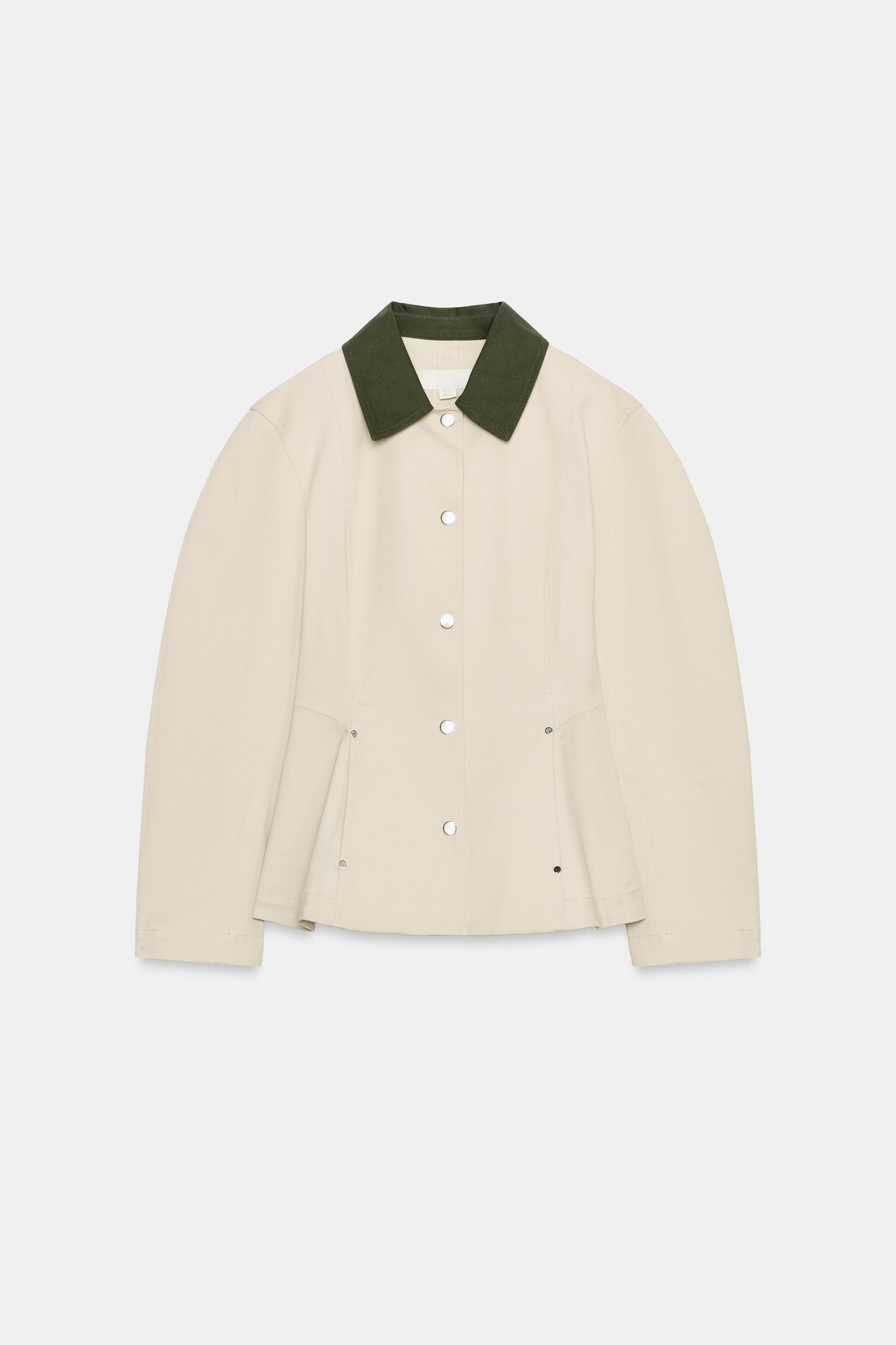 CONTRAST COLLAR PEPLUM JACKET by ZARA