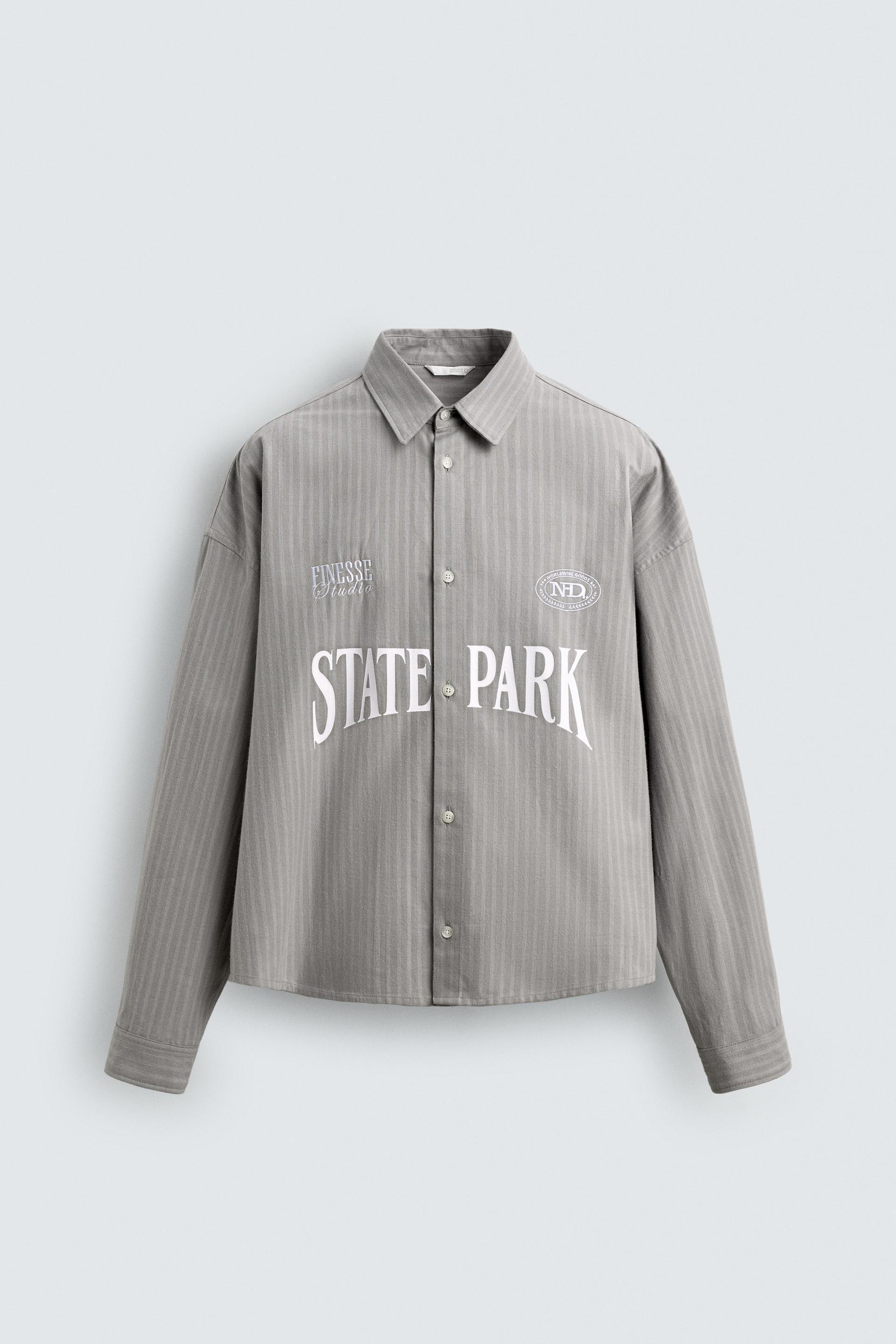 CONTRAST EMBROIDERY STRIPED SHIRT by ZARA