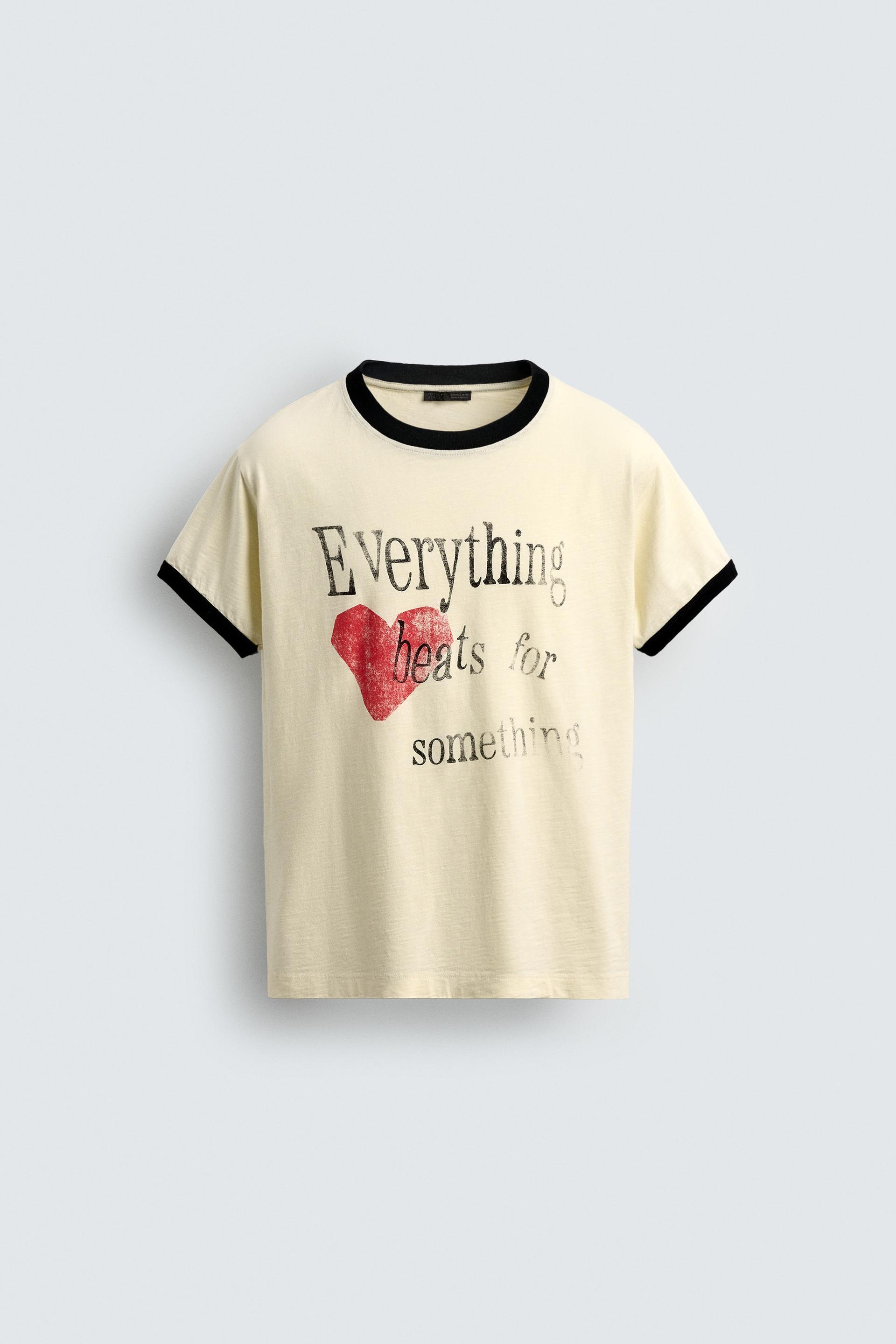 CONTRAST HEART RIB T-SHIRT by ZARA