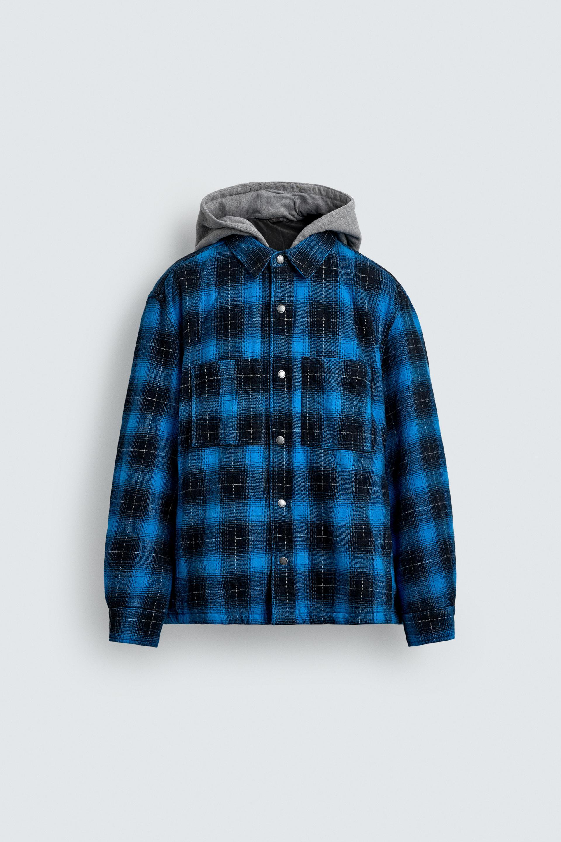CONTRAST HOODIE PLAID OVERSHIRT by ZARA