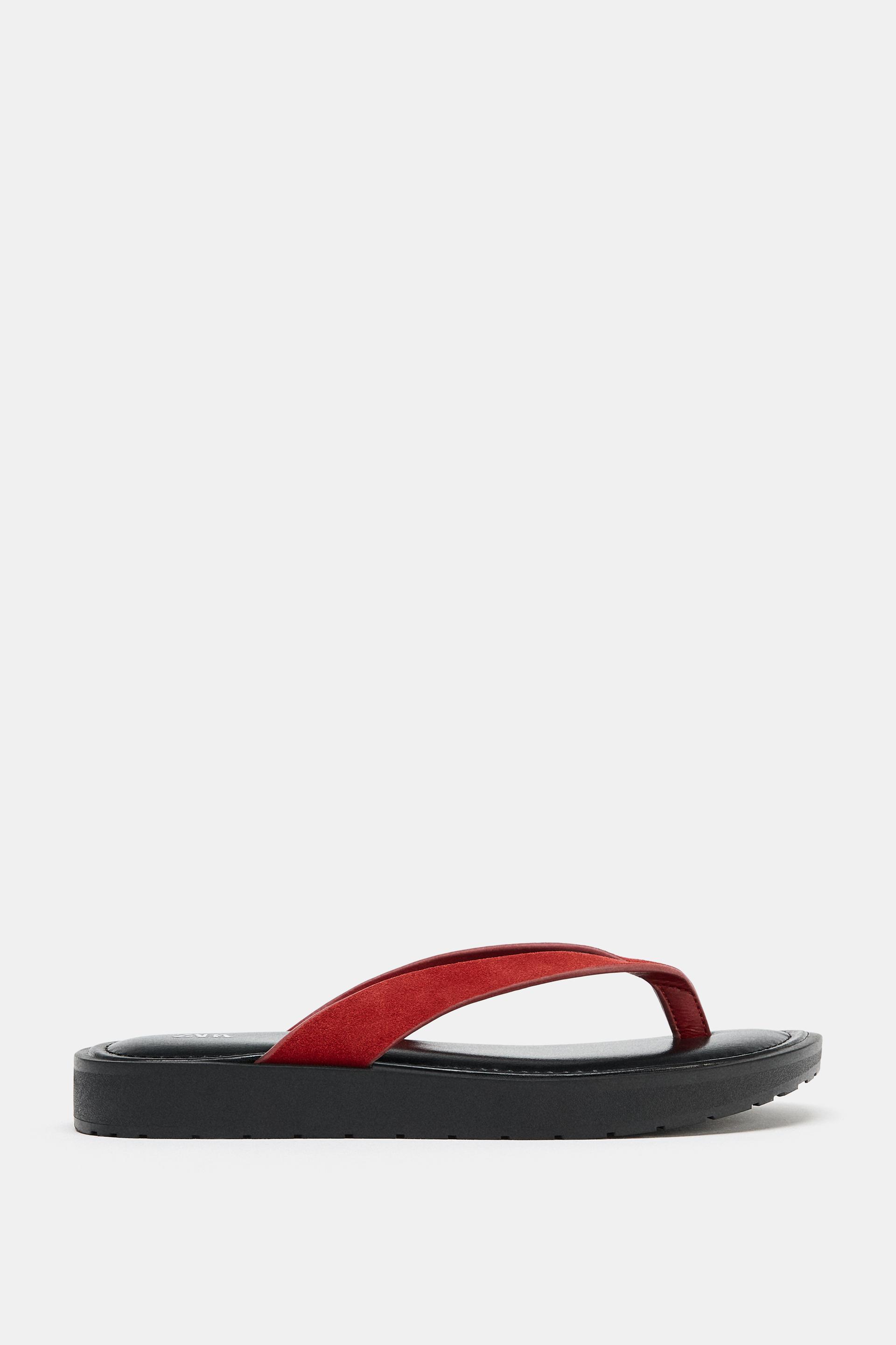 CONTRAST LEATHER SANDALS by ZARA