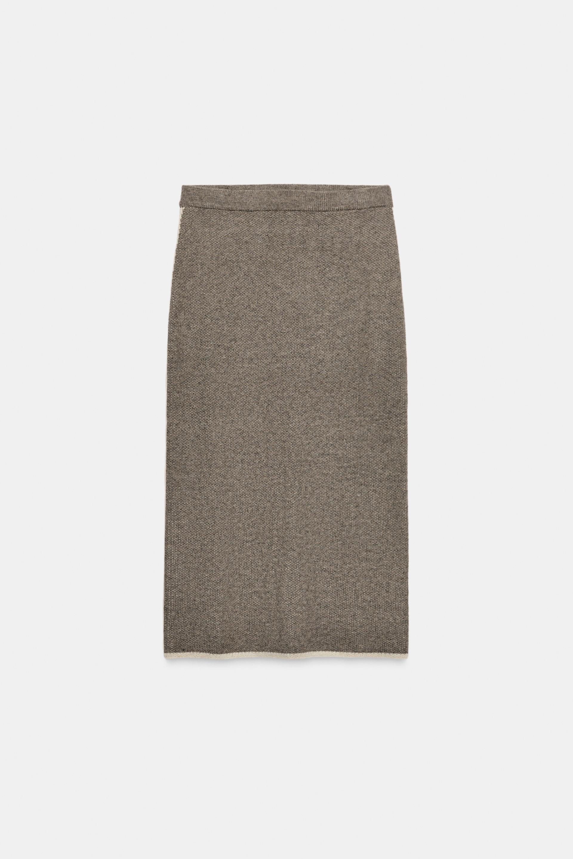 CONTRAST PIPED KNIT MIDI SKIRT by ZARA