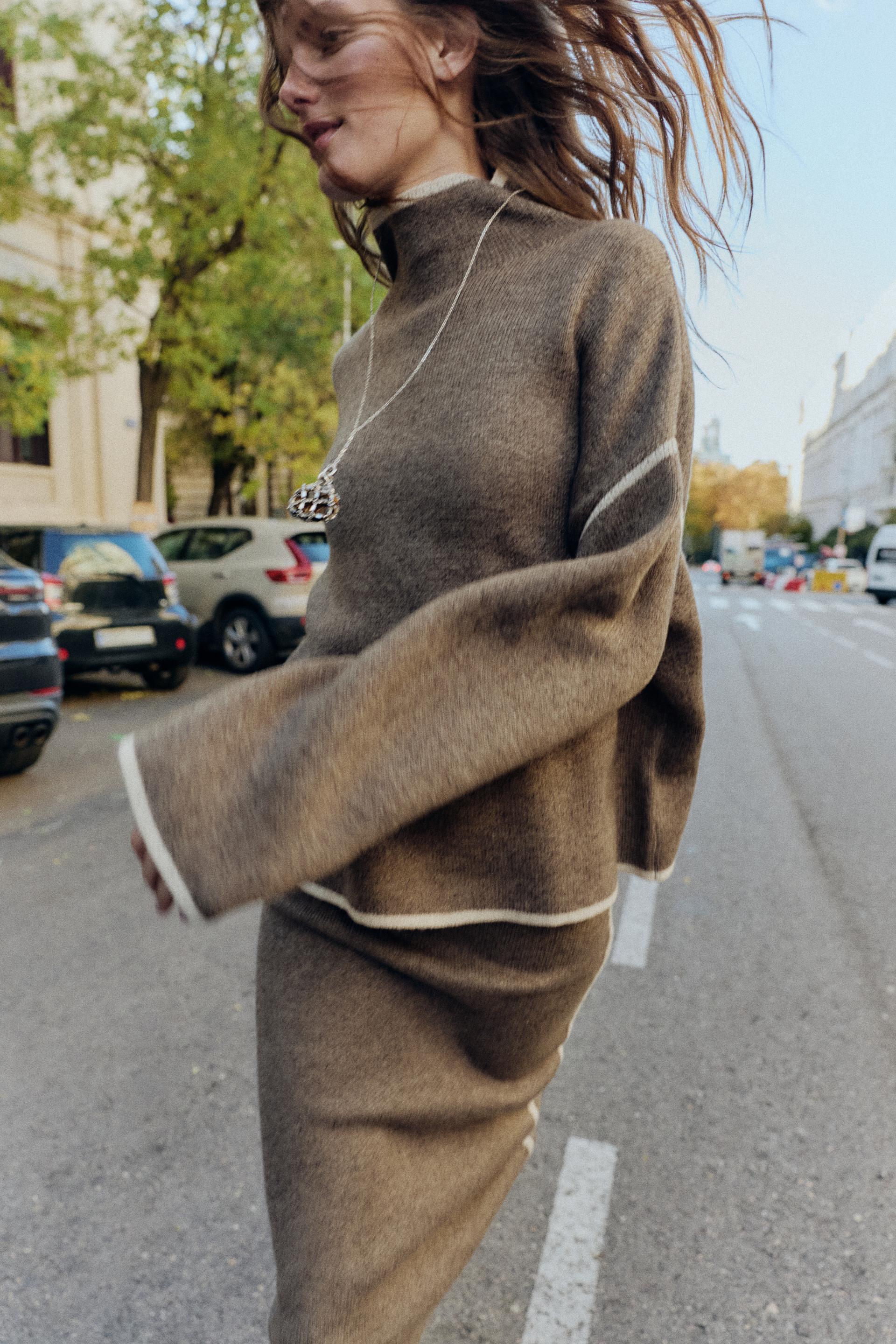 CONTRAST PIPING KNIT SWEATER by ZARA