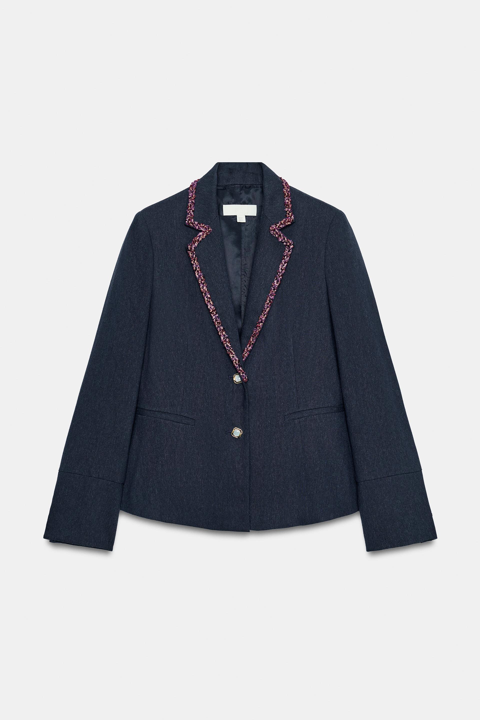 CONTRAST TRIM LAPEL BLAZER by ZARA