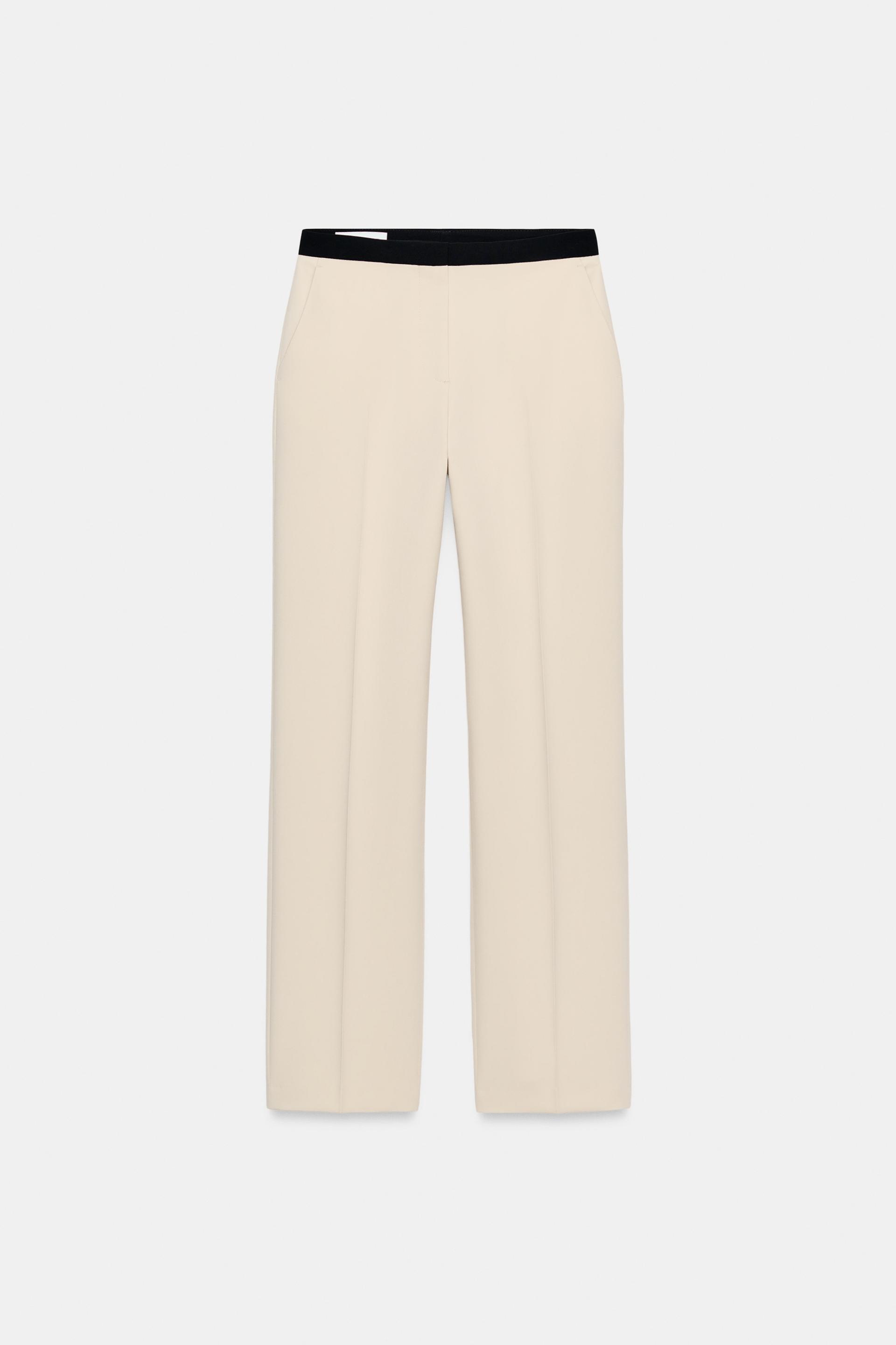 CONTRAST WAIST STRAIGHT LEG PANTS by ZARA