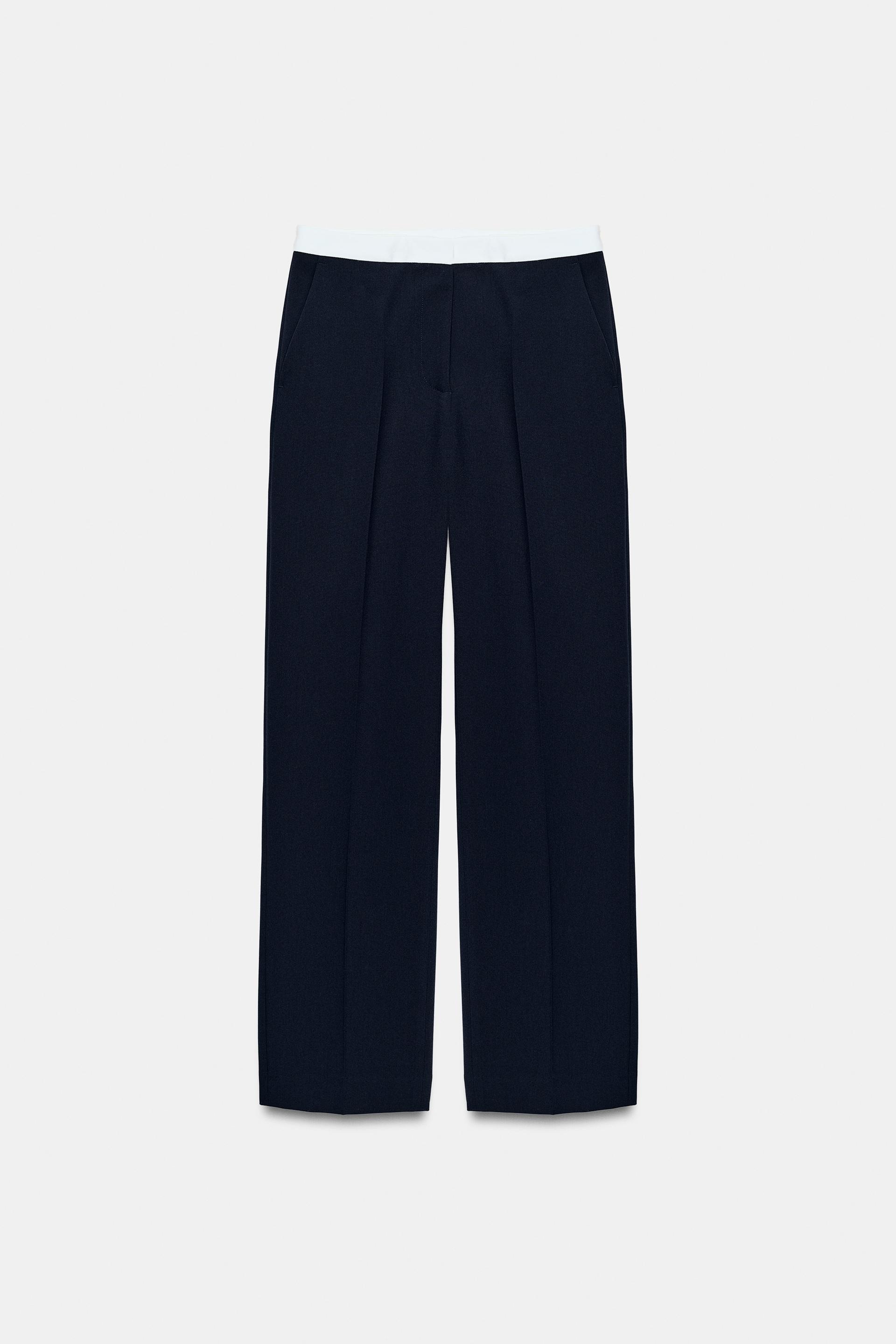 CONTRAST WAIST STRAIGHT LEG PANTS by ZARA