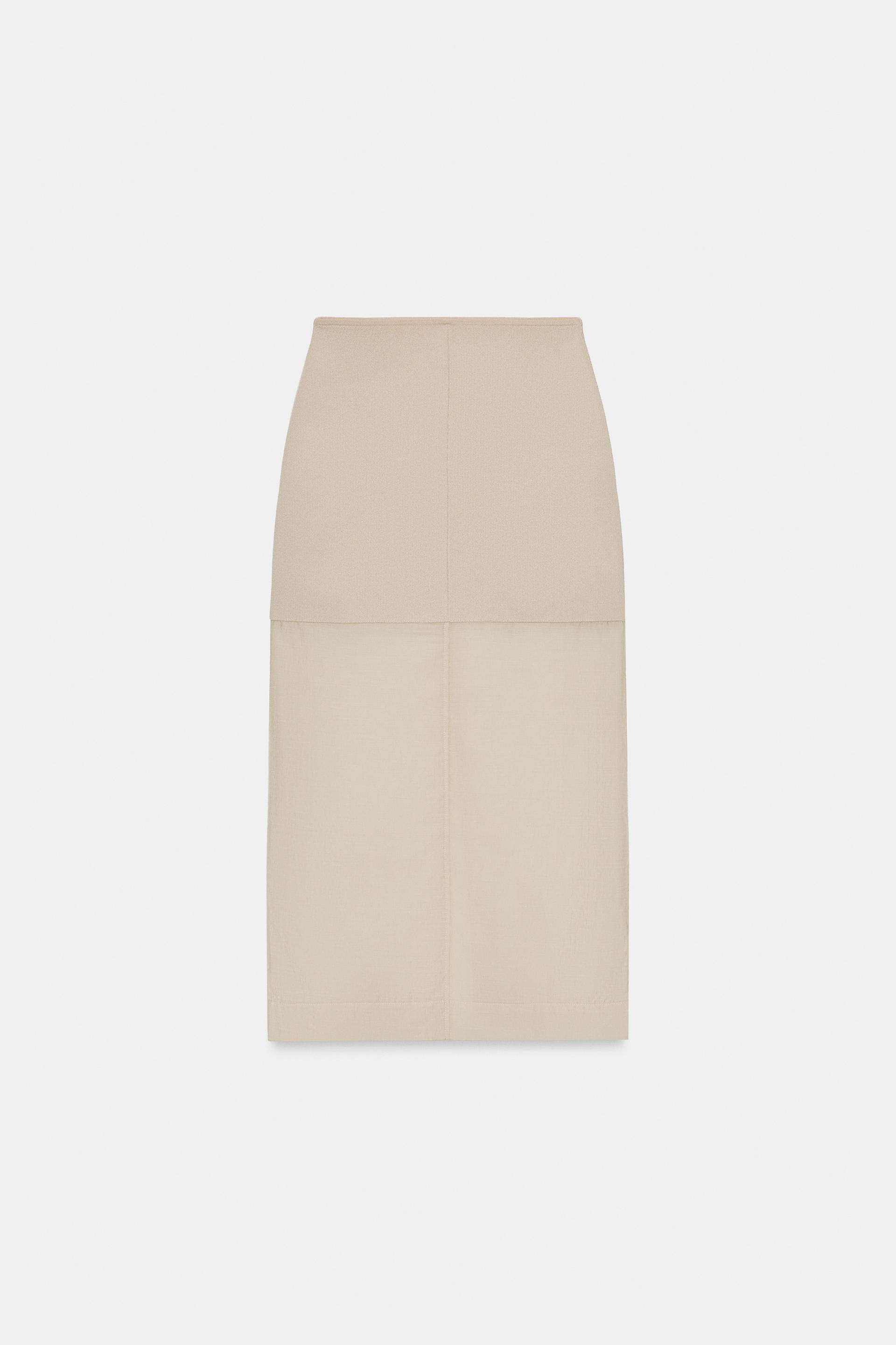 CONTRASTING KNIT PENCIL SKIRT by ZARA
