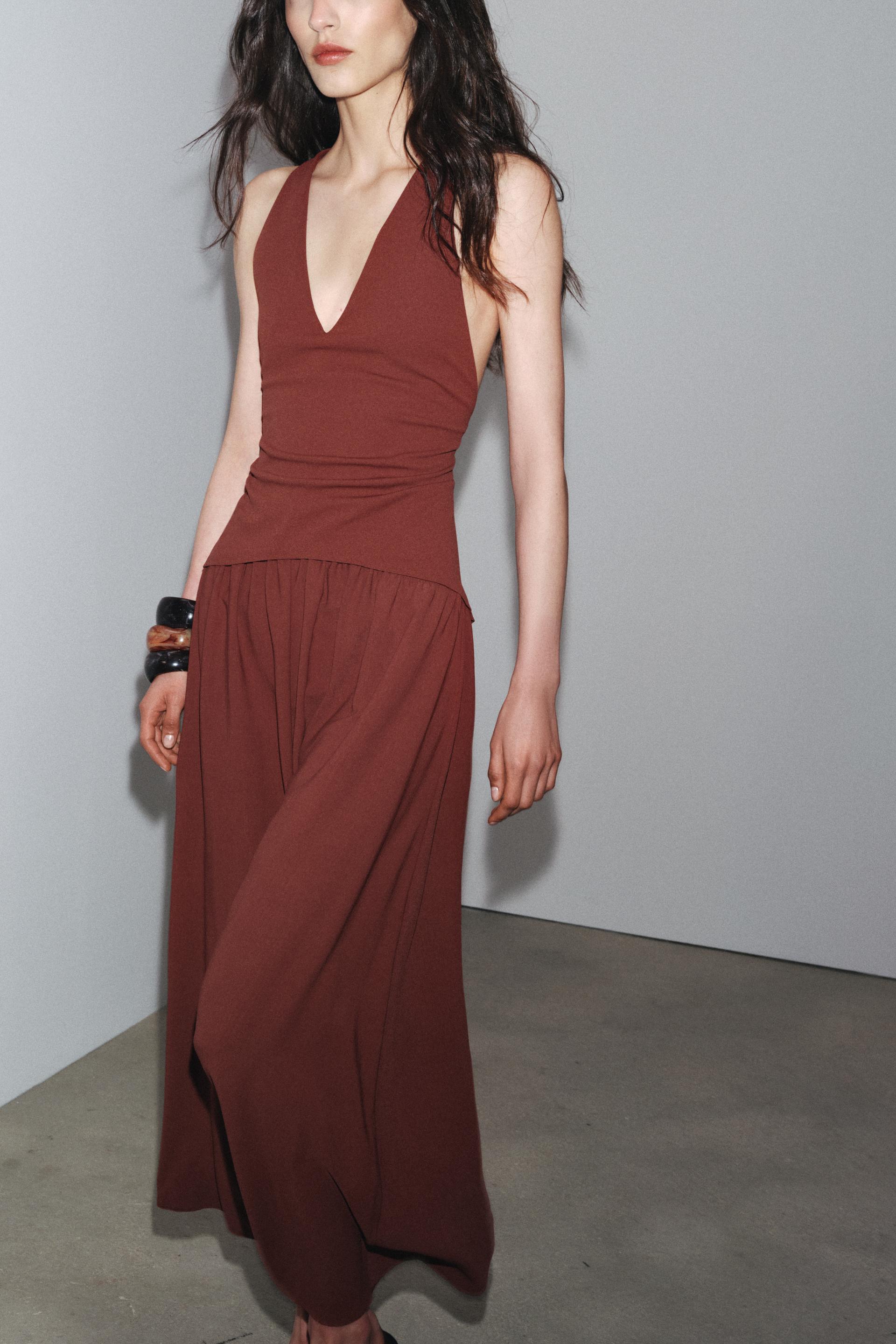 CONTRASTING MIDI DRESS by ZARA